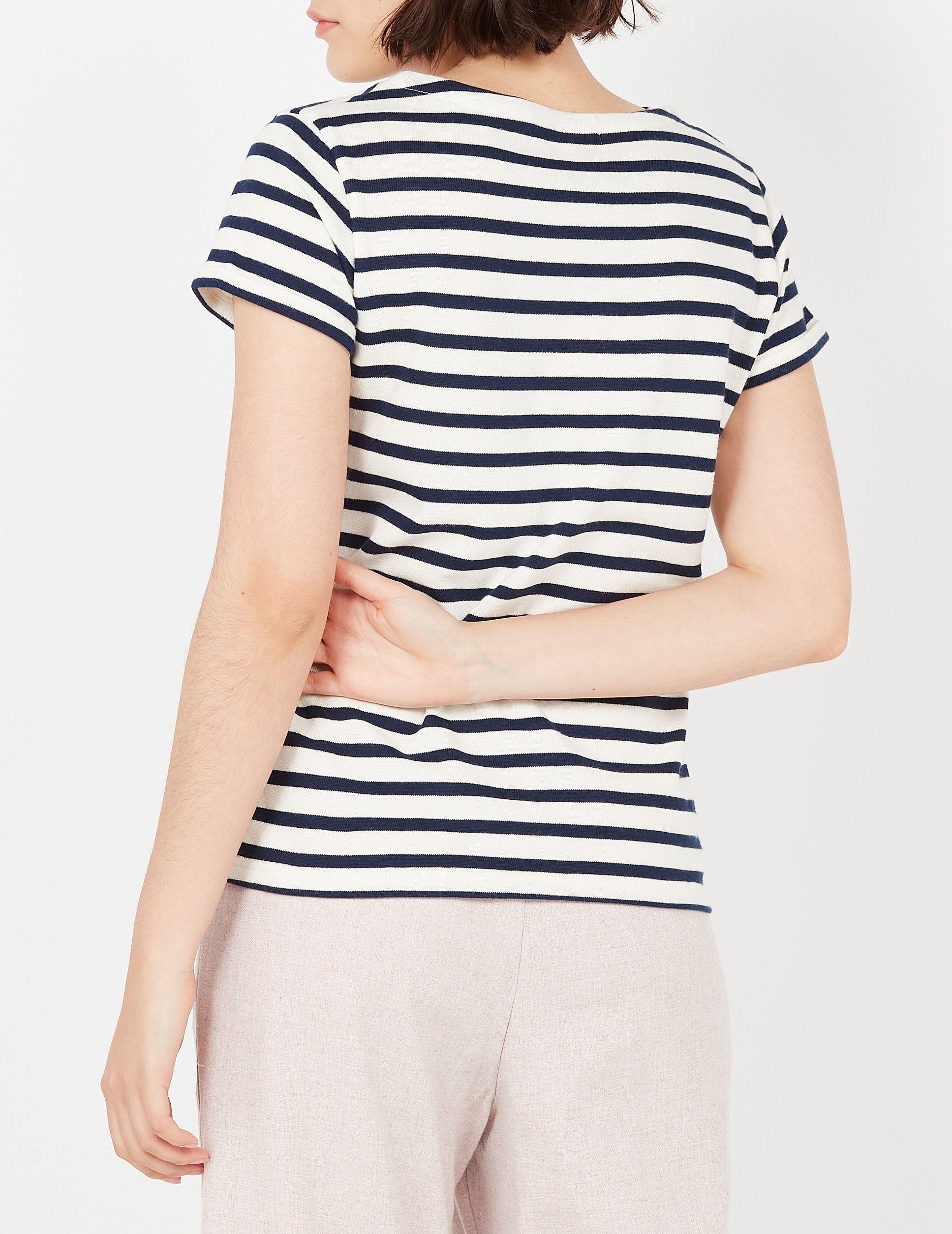 Tee-shirt col rond rayé en coton  MAISON LABICHE Blanc