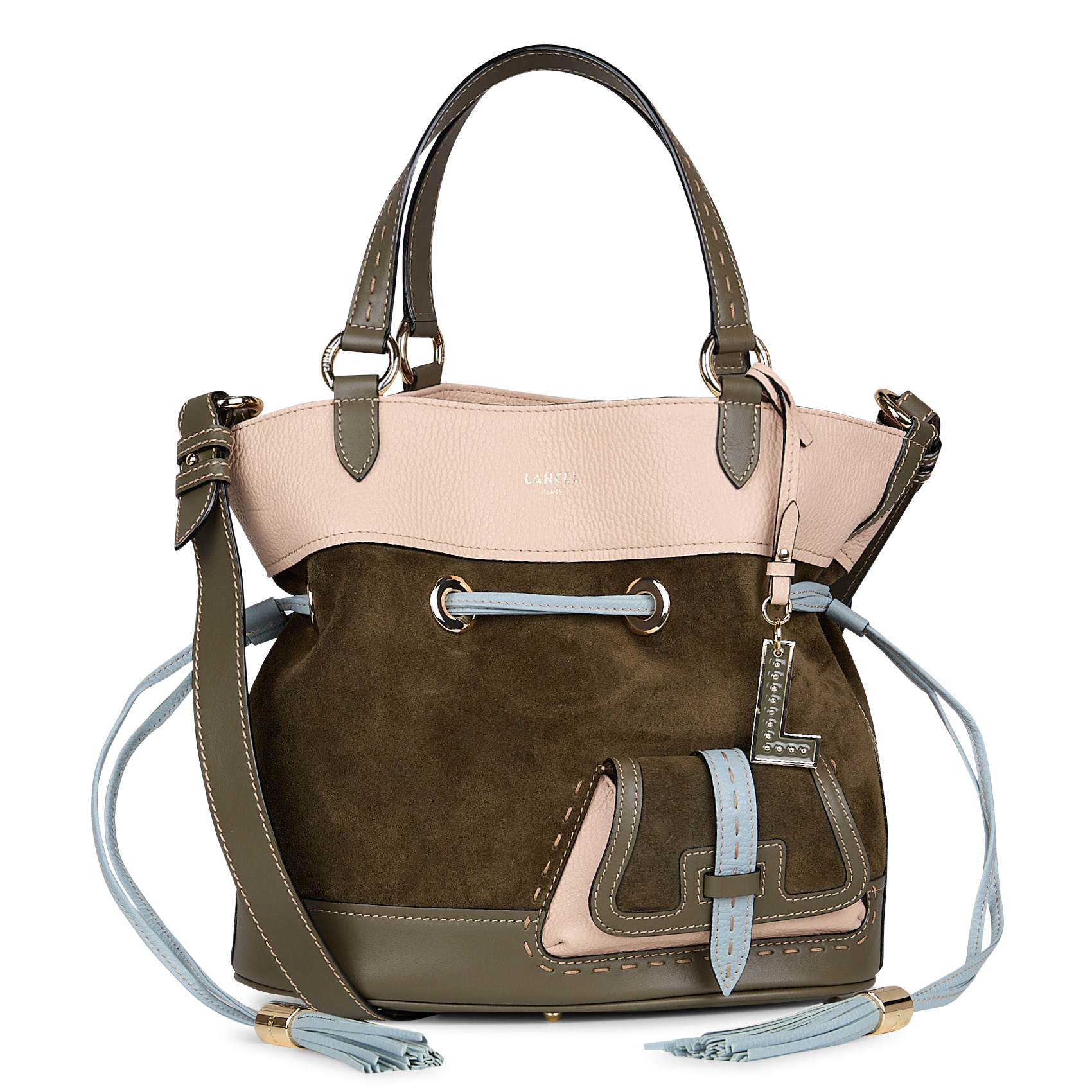 Corina leather bucket bag LANCEL Khaki