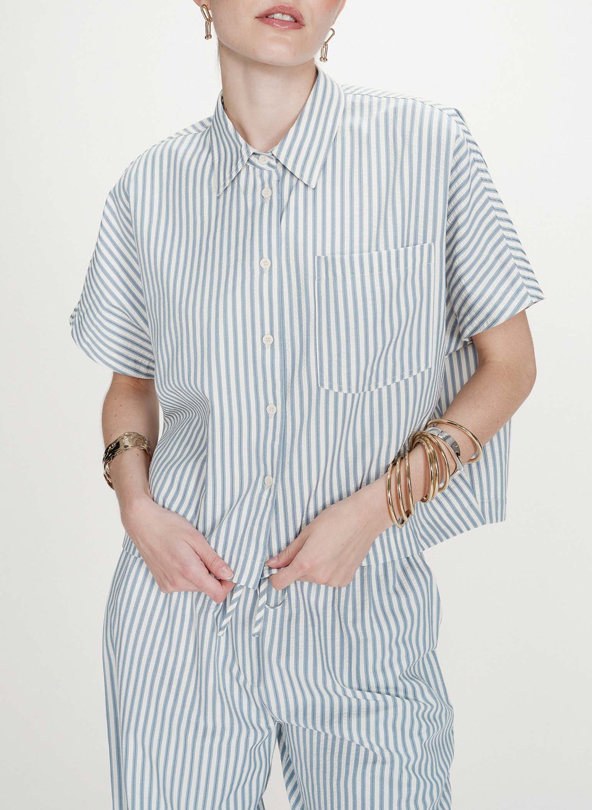 Chemise col classique en coton mélangé GRACE ET MILA