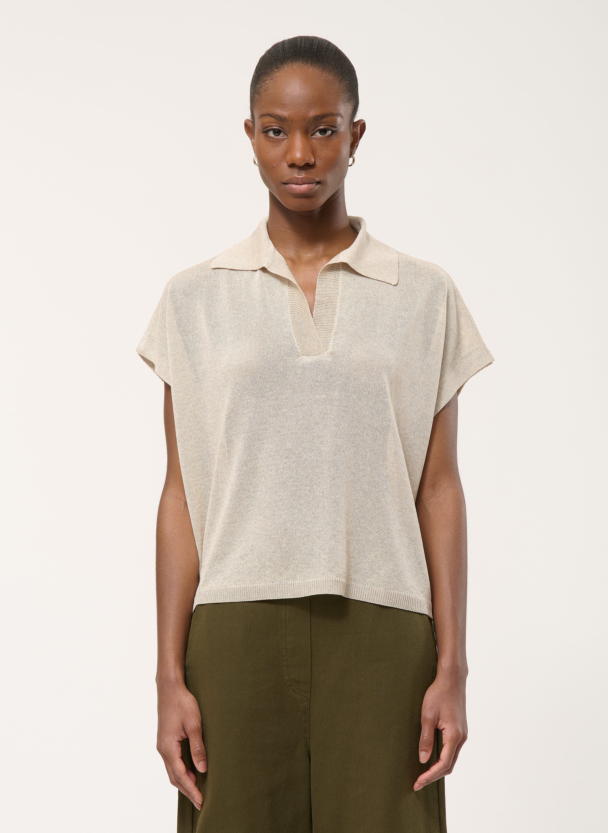 Oversize-Pullover mit V-Ausschnitt HUMILITY Beige