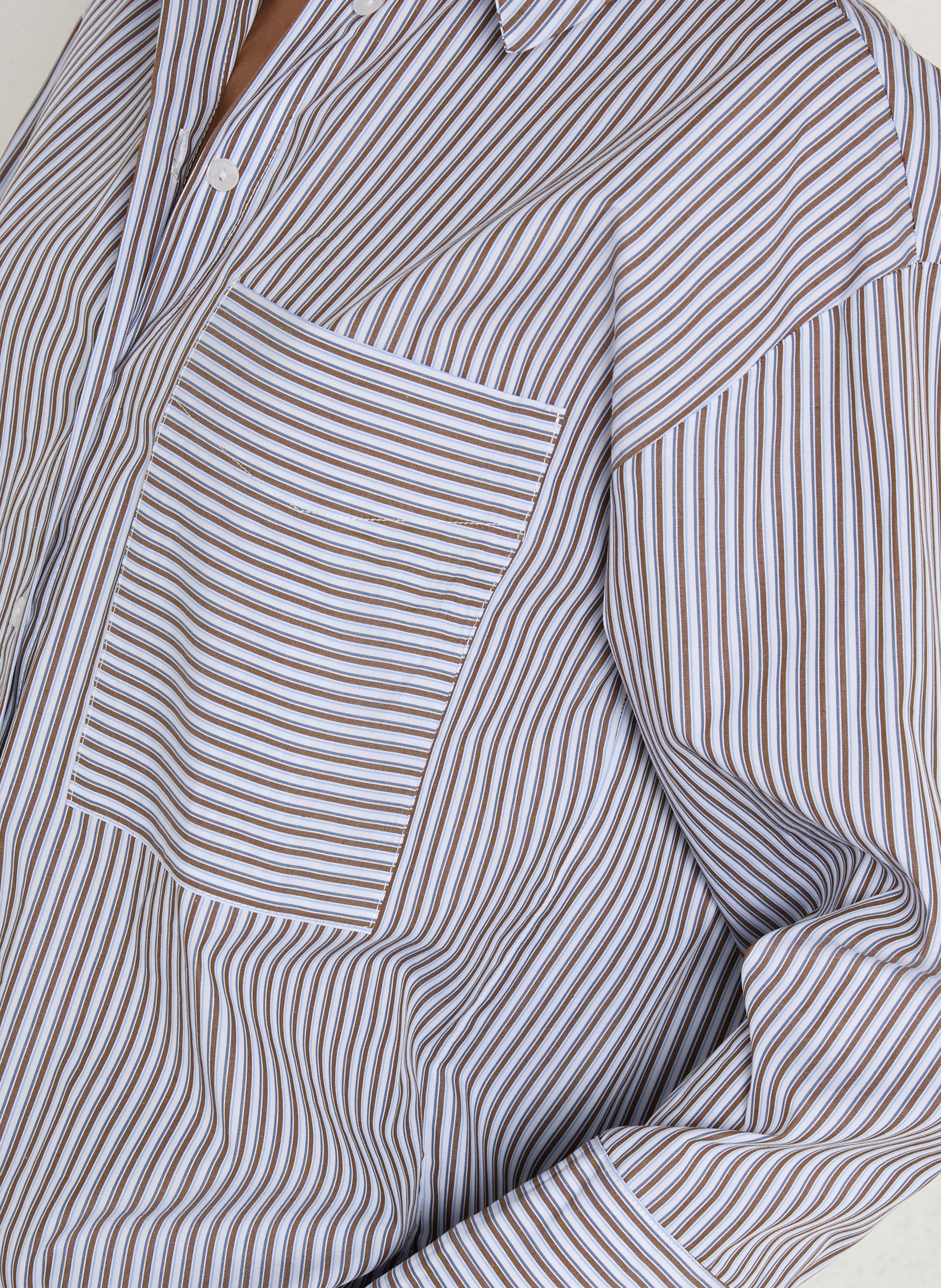 Loose-fit striped cotton shirt PLEASE White
