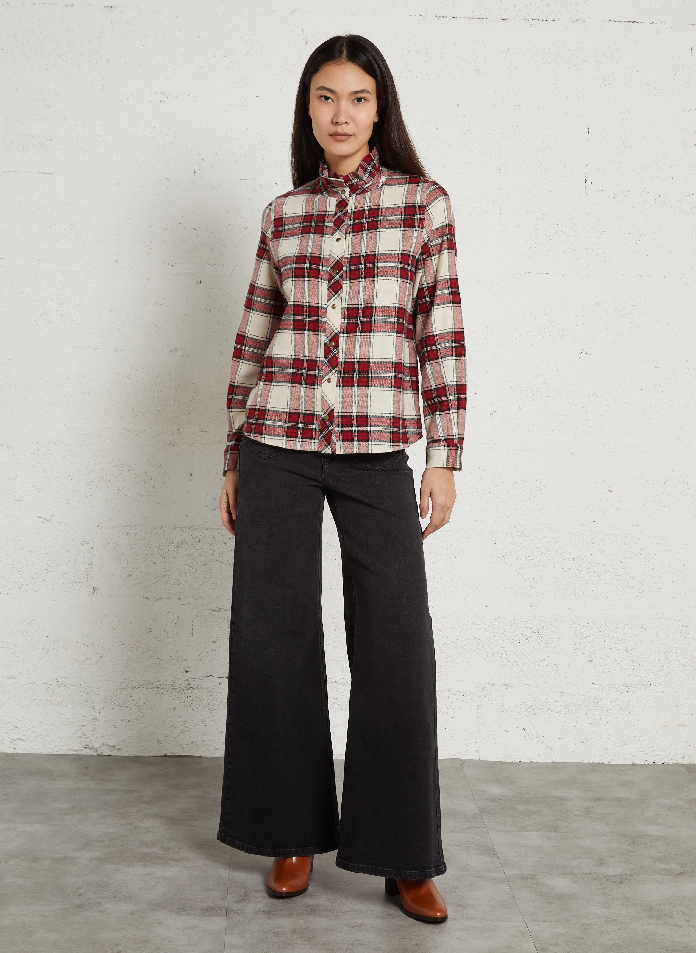 Hohe Taille Wide Leg Jeans mit Taschen MAISON 123 Schwarz