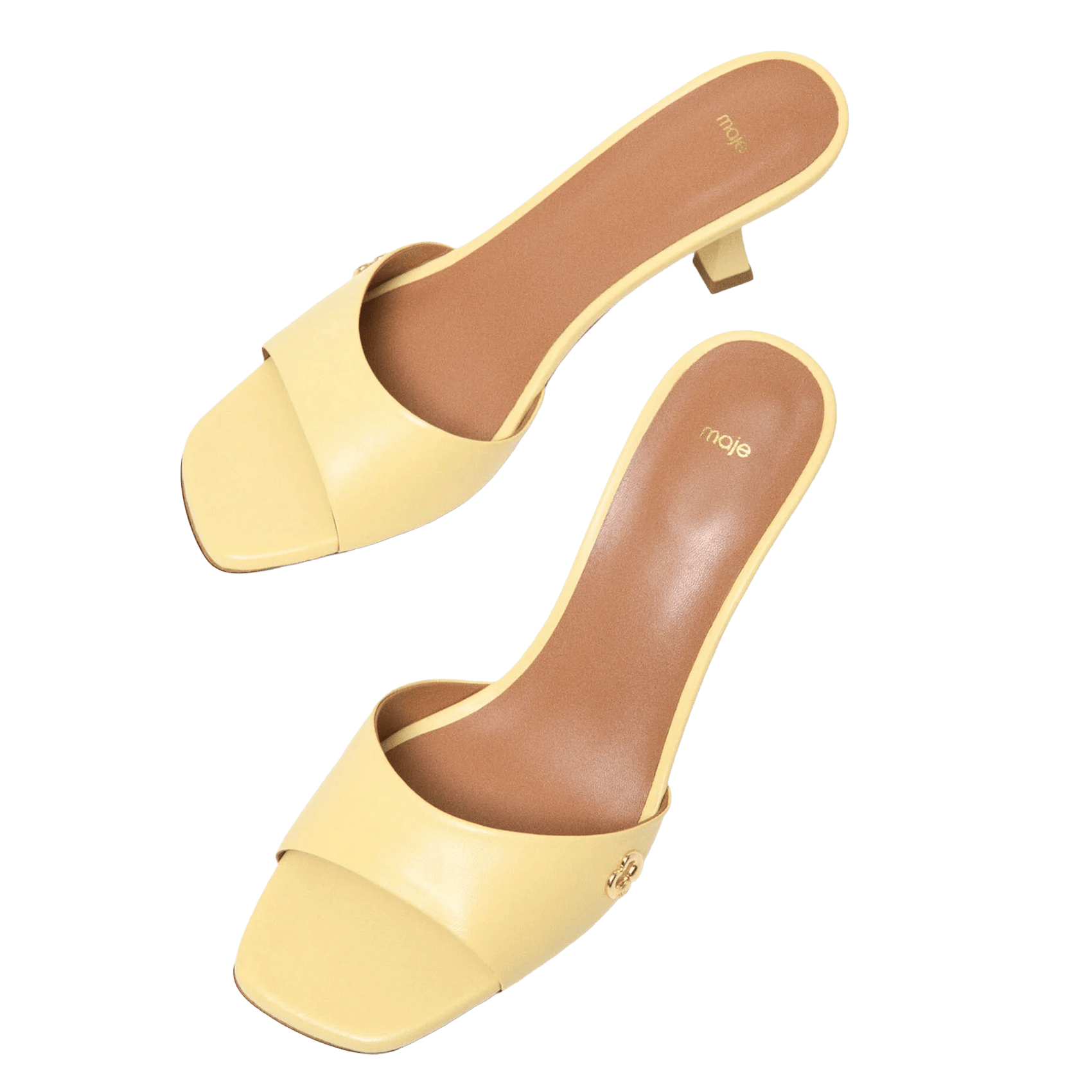 Heeled leather mules MAJE Yellow
