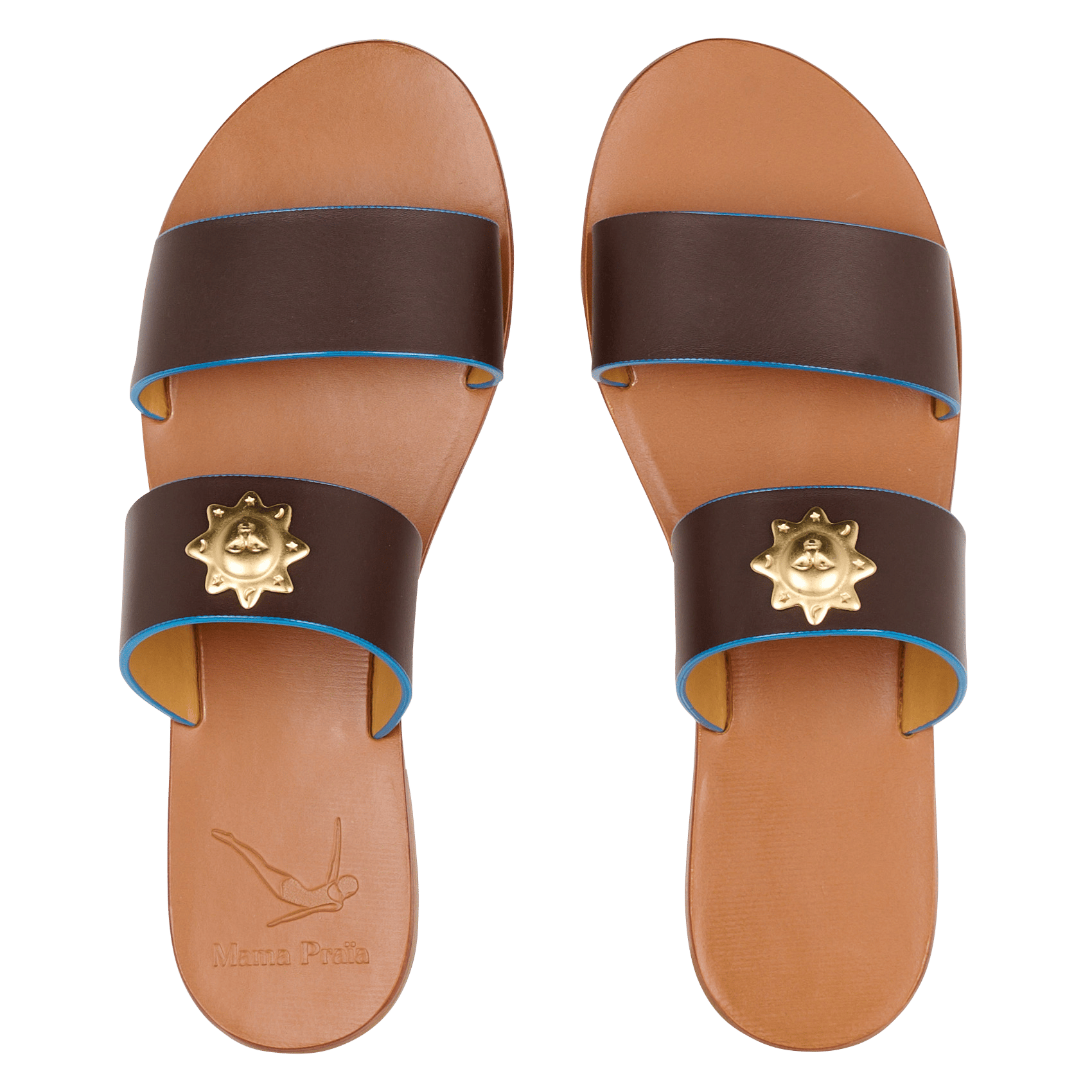 Platte, leren instappers MAMA PRAIA Bruin