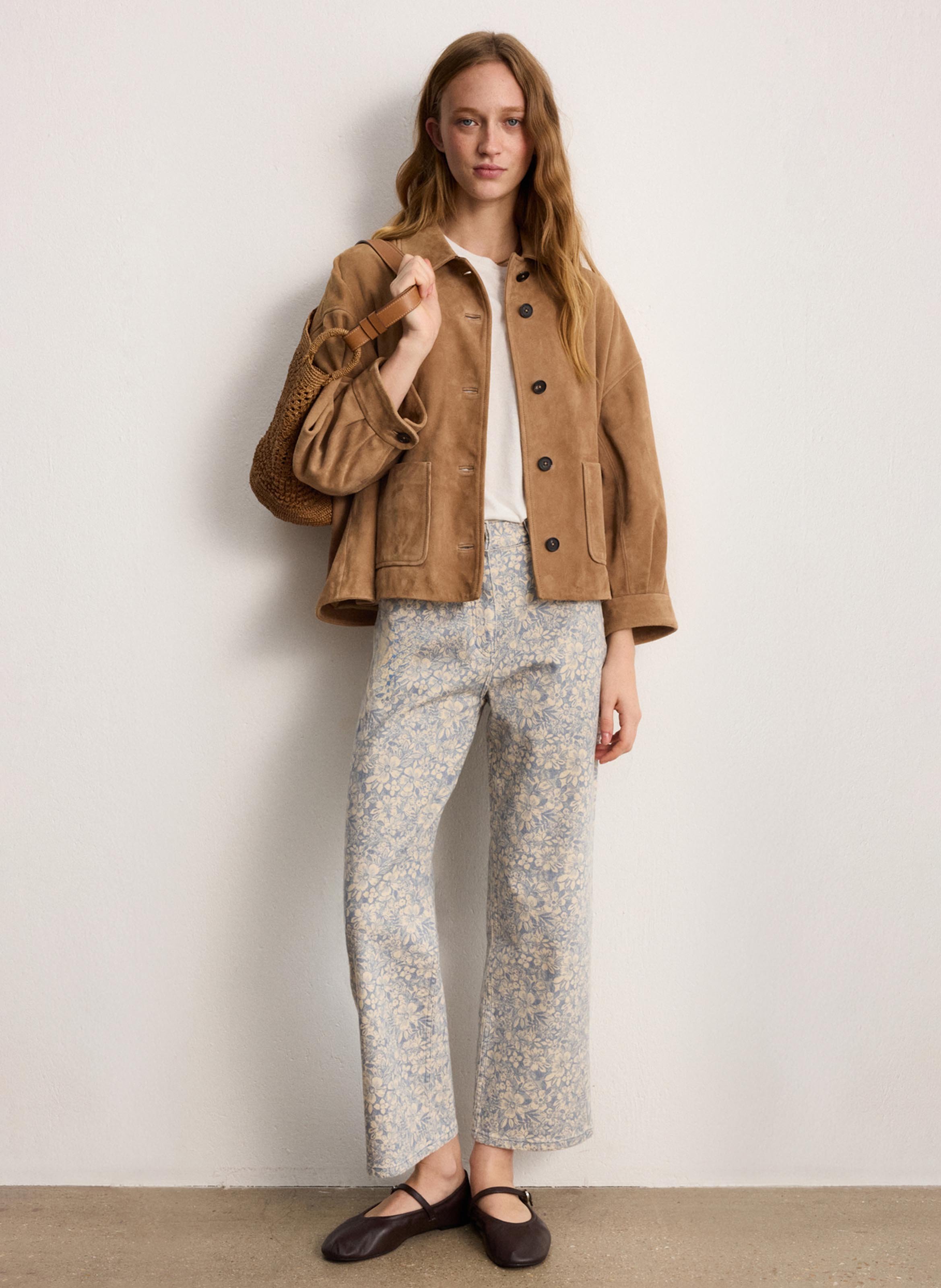 Wide-leg jeans with floral pattern PABLO Blue