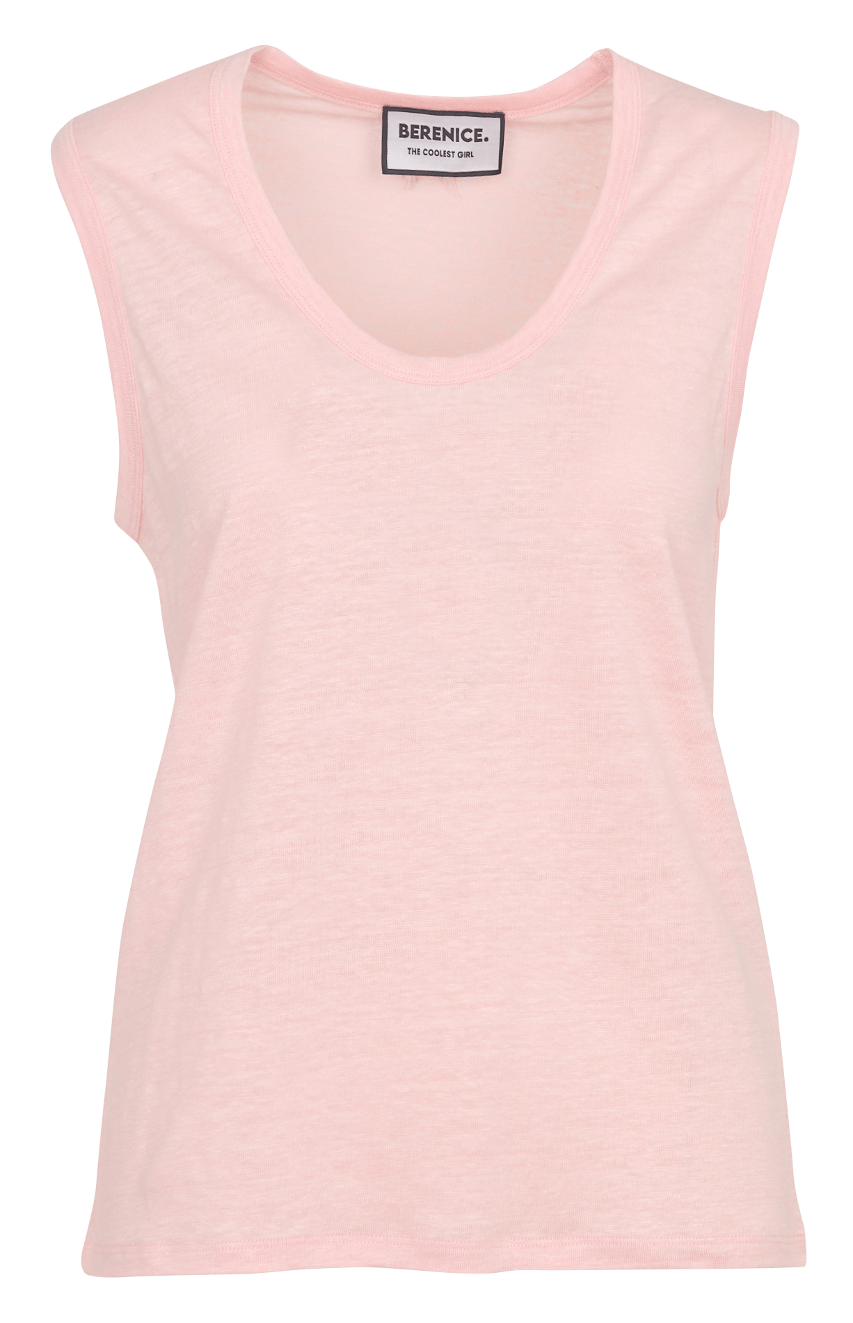 Gerade geschnittenes Rundhals-Tanktop aus Leinen BERENICE Rosa