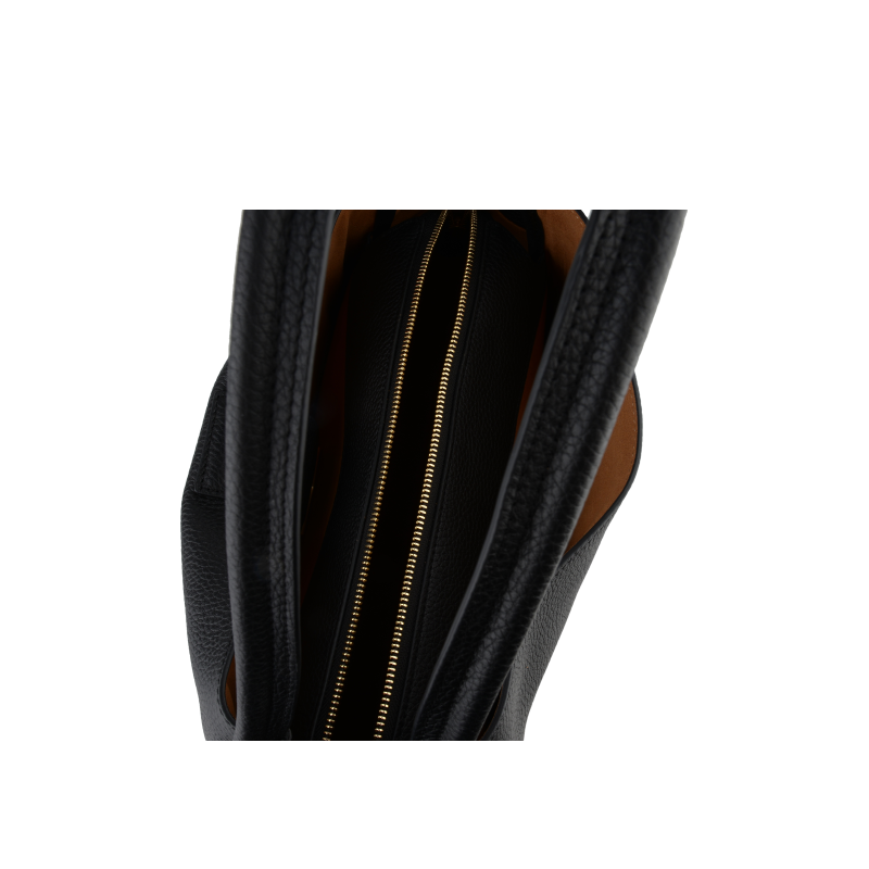 Sac porté épaule en cuir de vachette POURCHET Noir