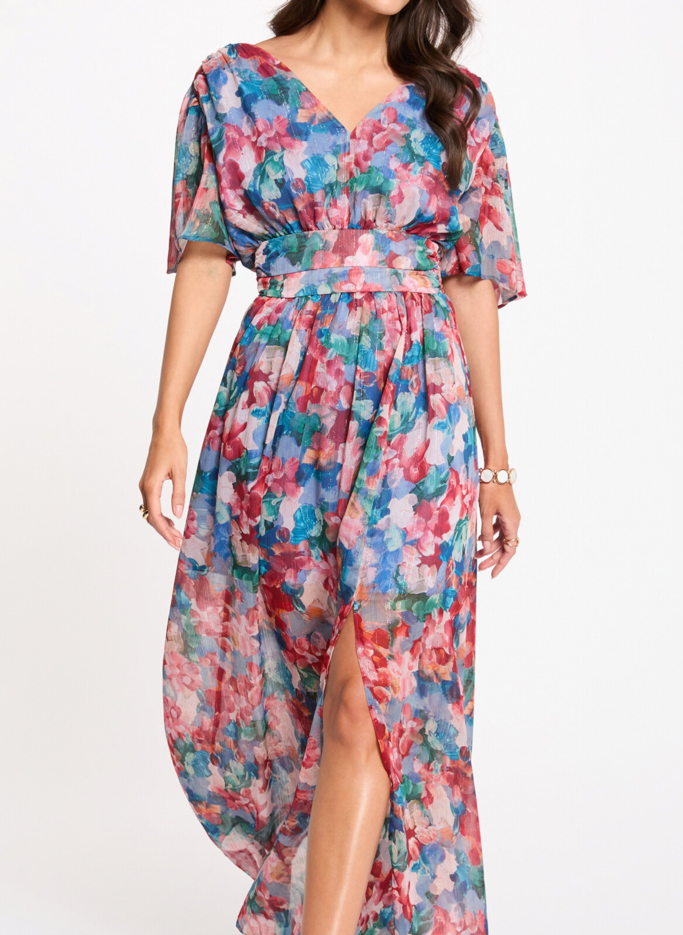 Robe longue imprimée col v MORGAN Multicolore