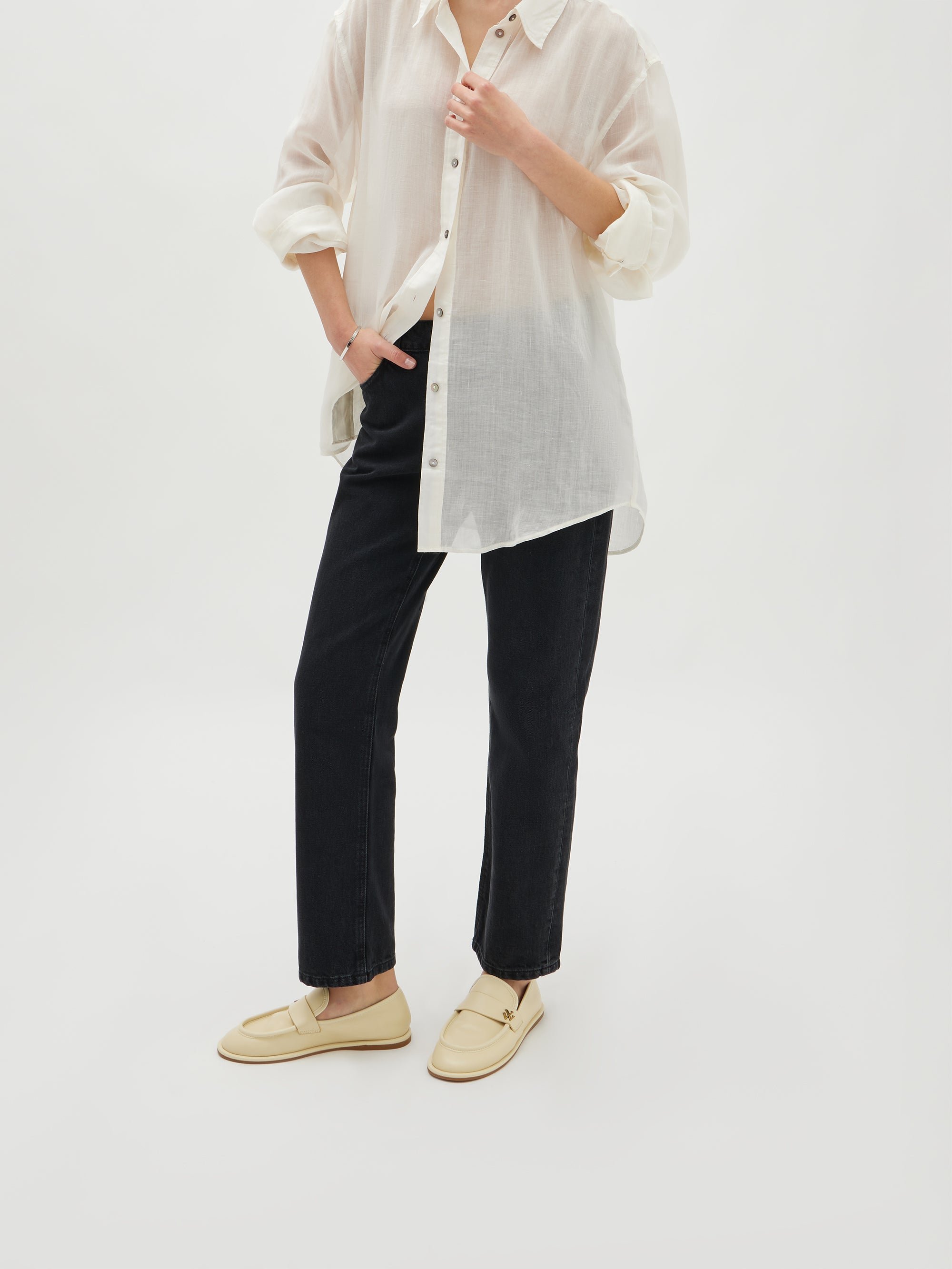 Mocassins plats en cuir Jaune