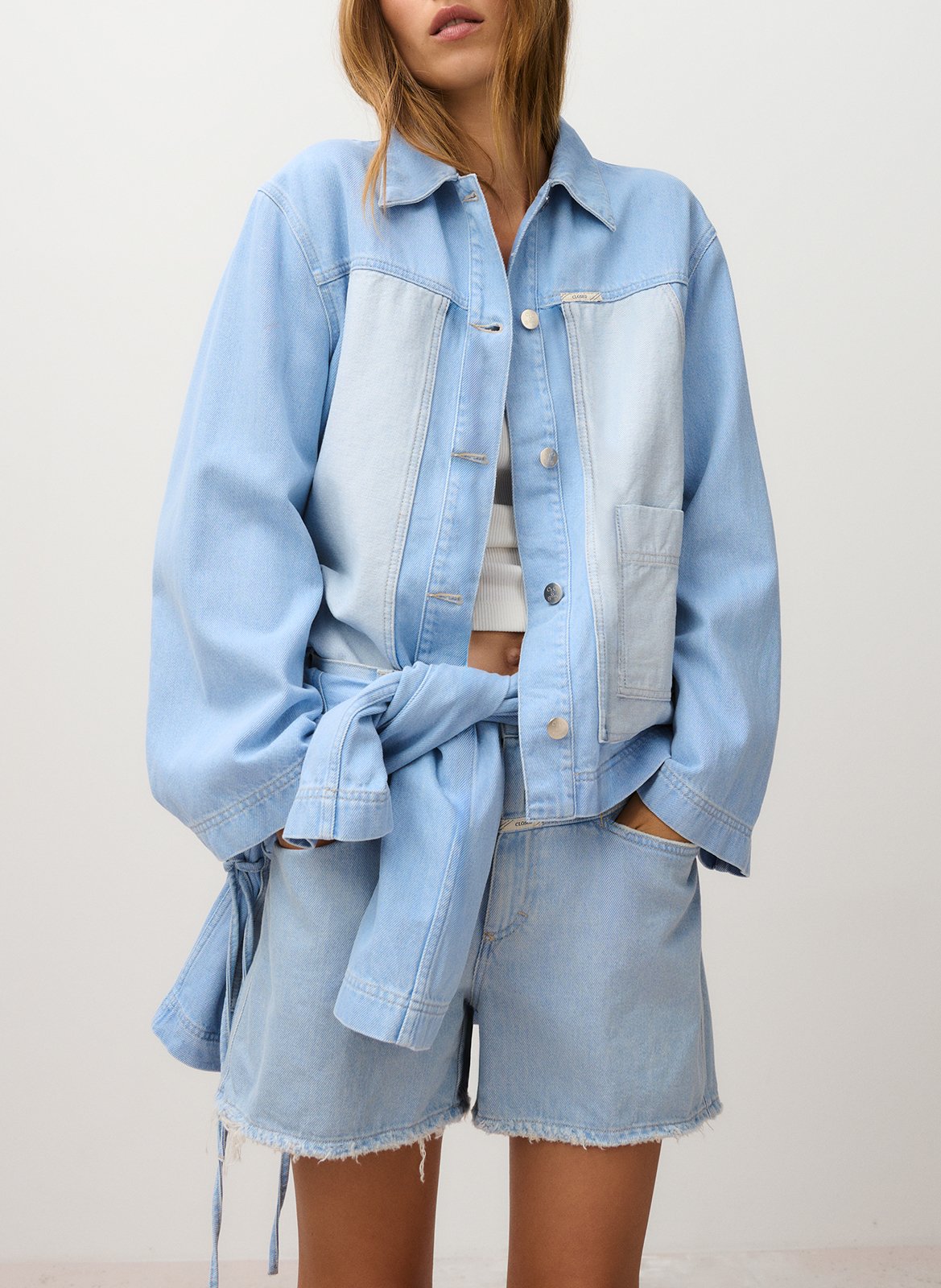 Veste oversize col classique en coton et coton recyclé mélangé CLOSED Bleu