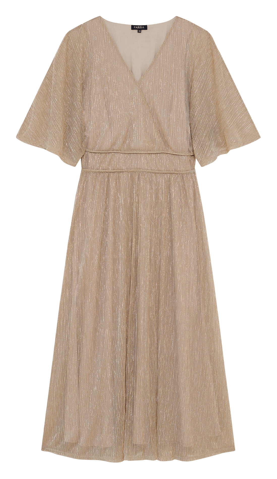 Robe midi col V  CAROLL Doré
