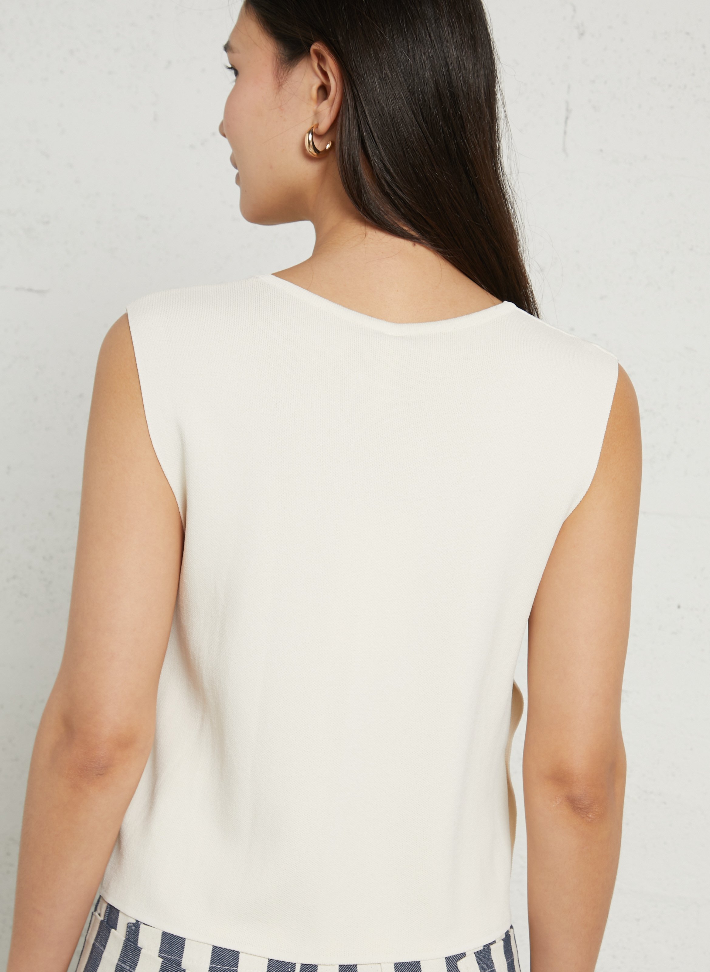 Pull sans manches maille fine IMPERIAL Beige