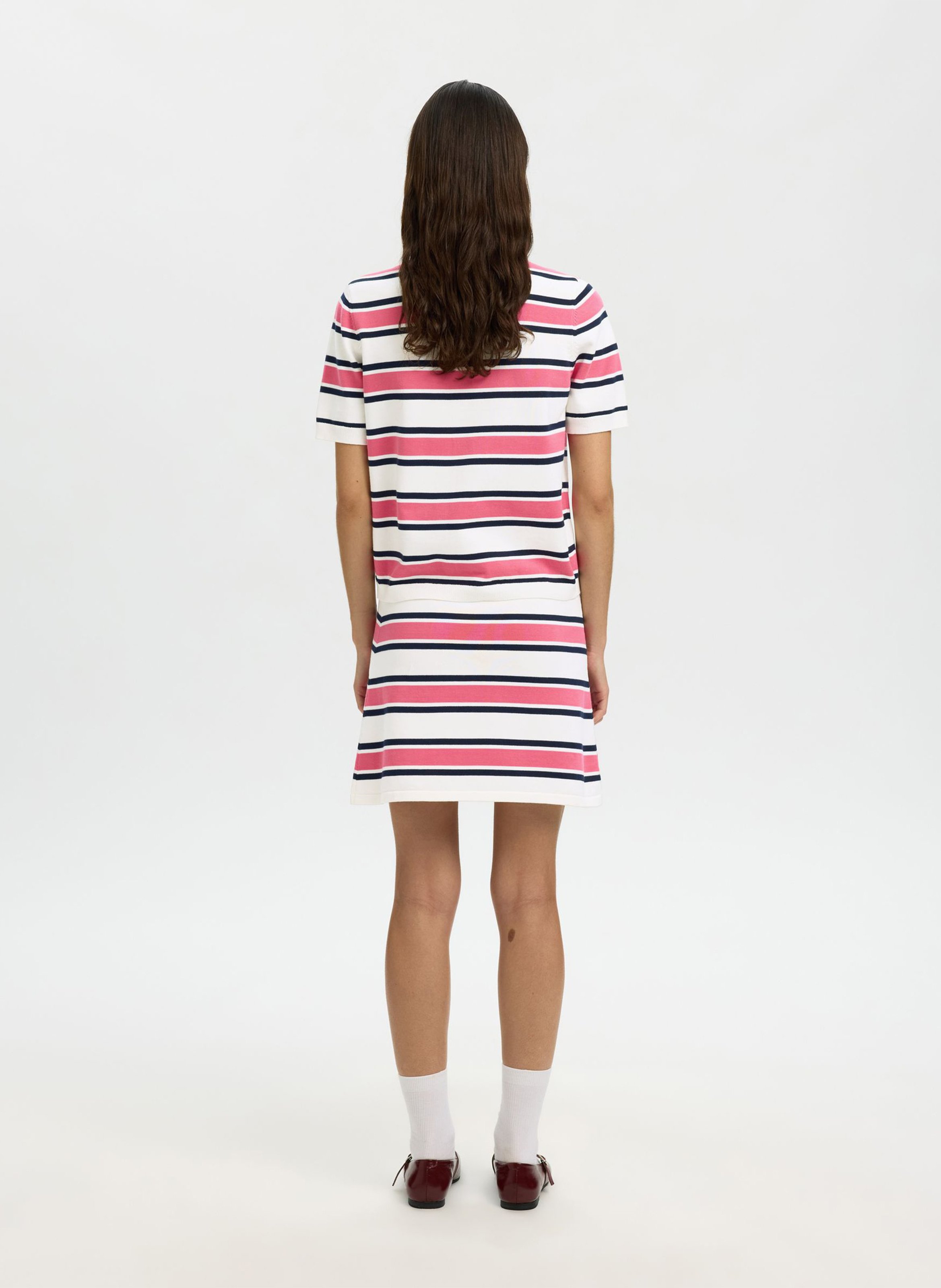 Short striped skirt SELECTED Beige