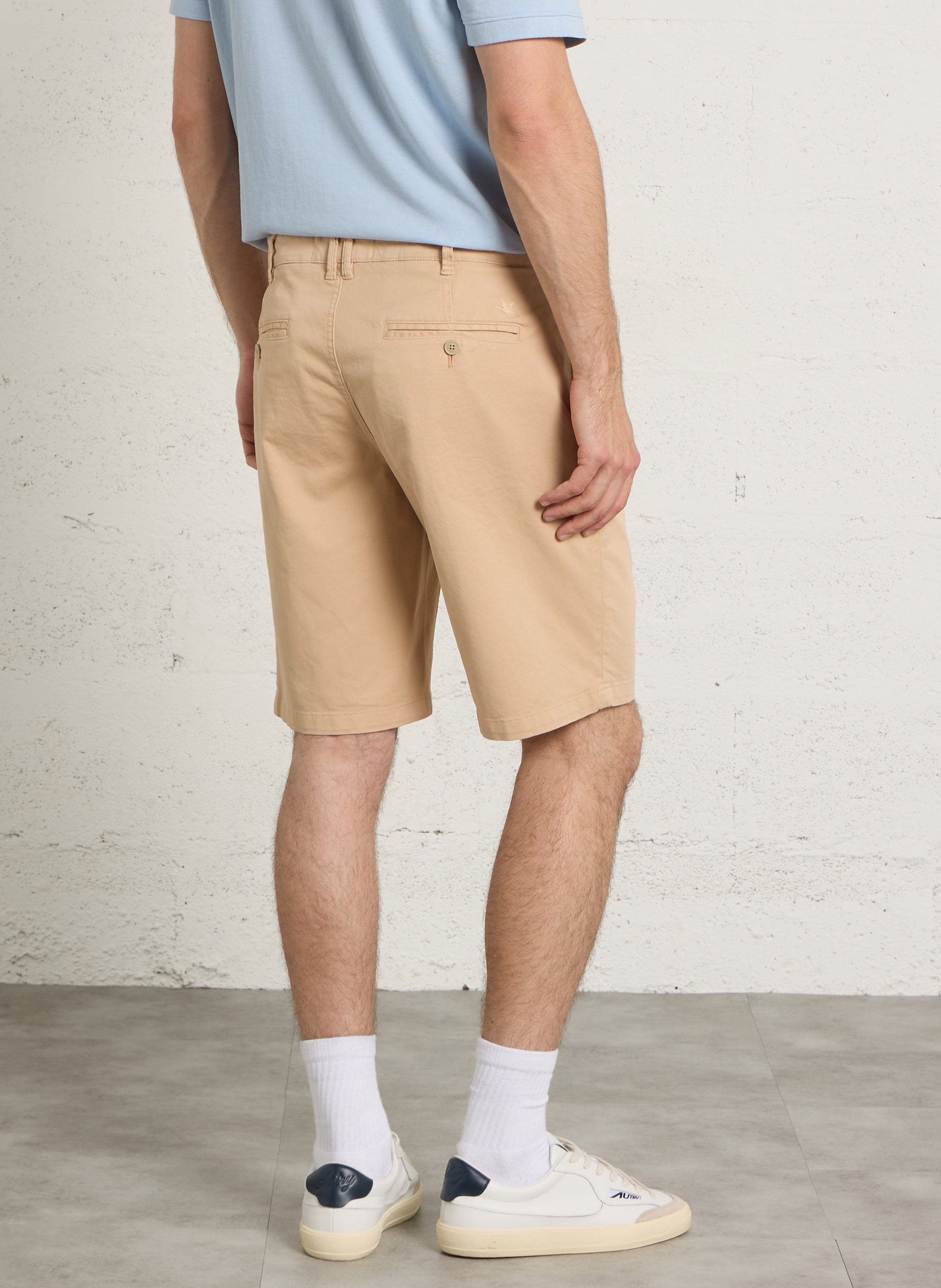 Solid color chino Bermuda shorts in blended cotton CHEVIGNON Beige