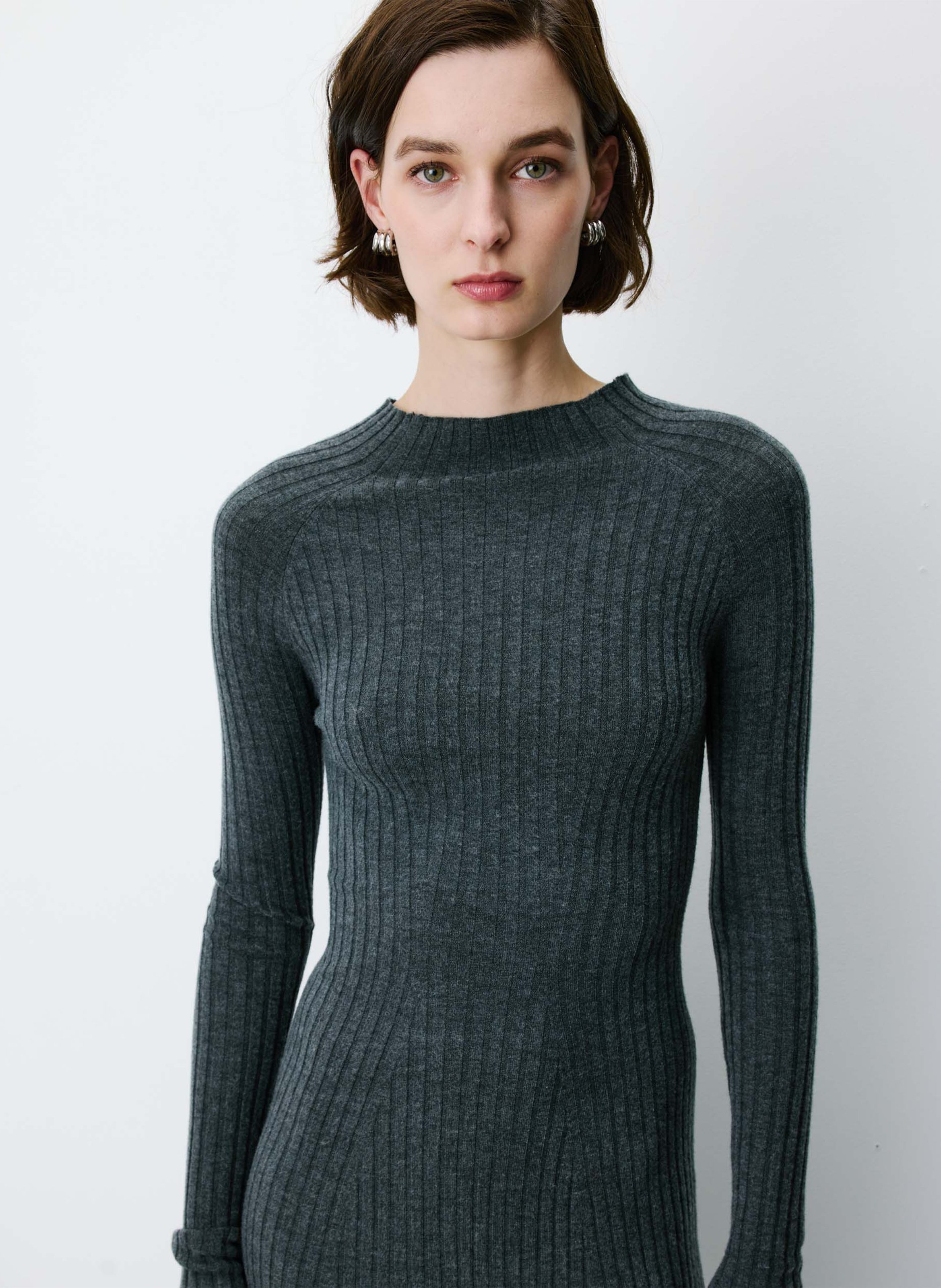 Long round-neck knit dress GRACE ET MILA Black