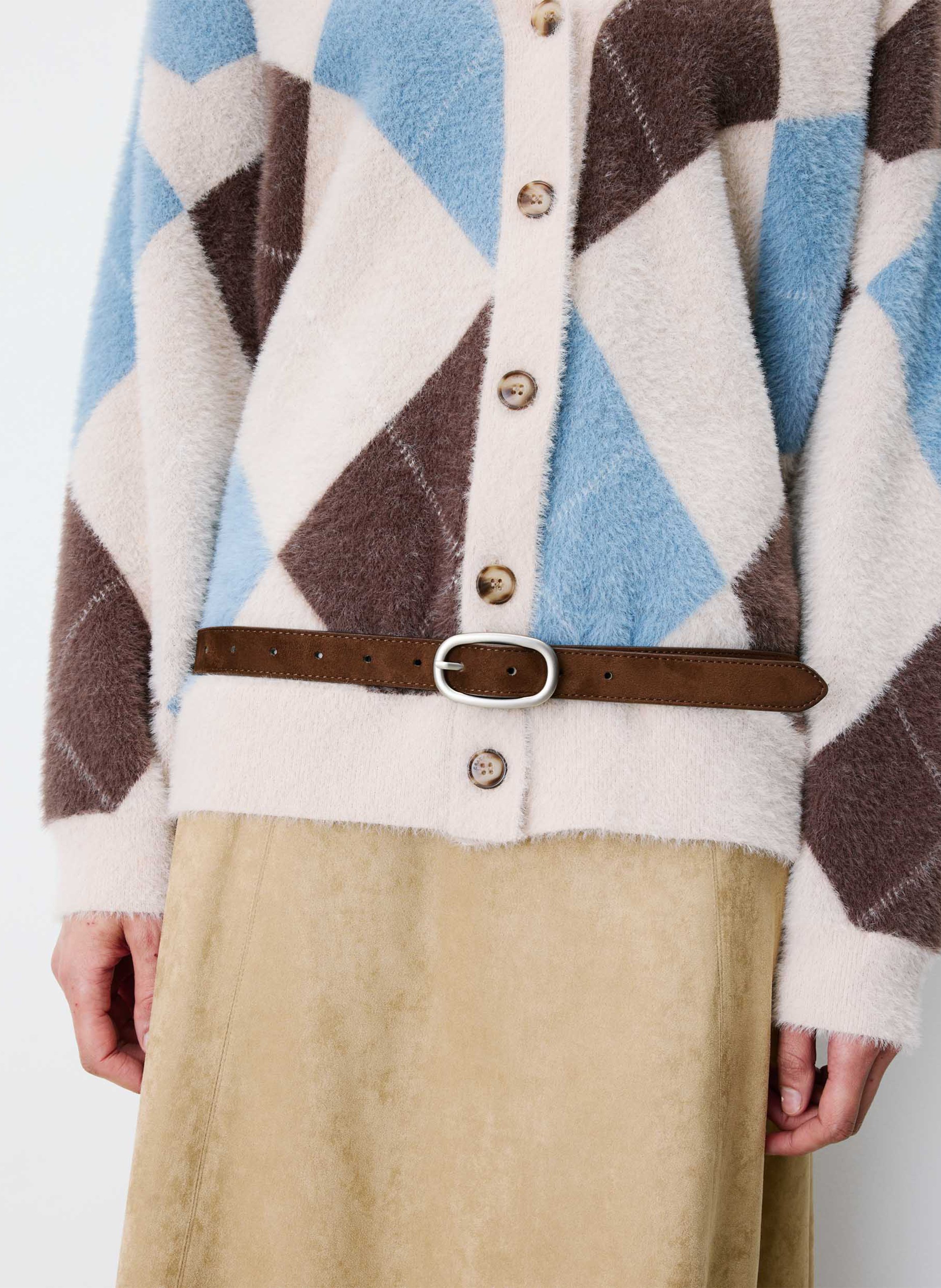 Ceinture à boucle argentée GRACE ET MILA Marron