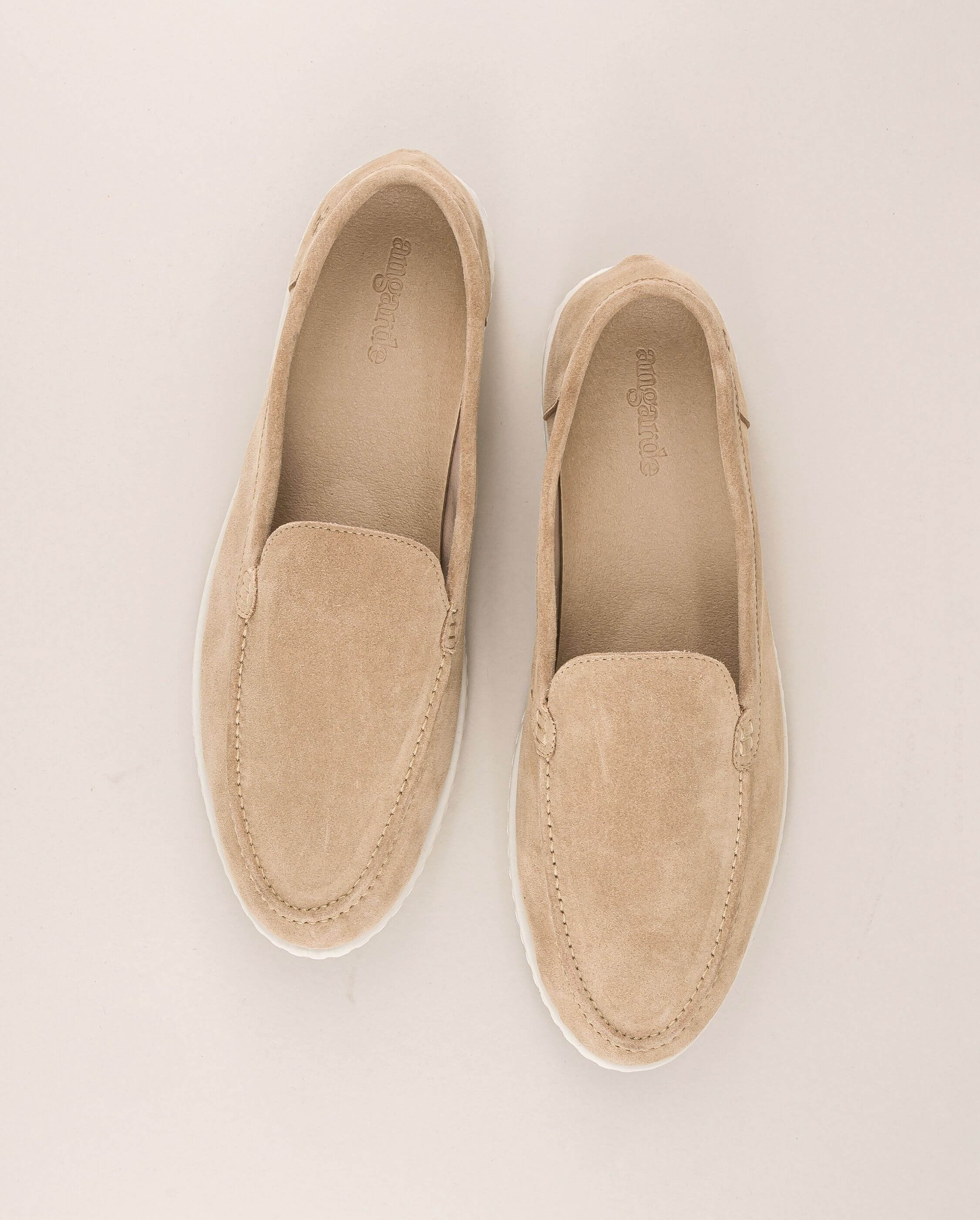 Men's moccasin, beige suede leather ANGARDE Beige