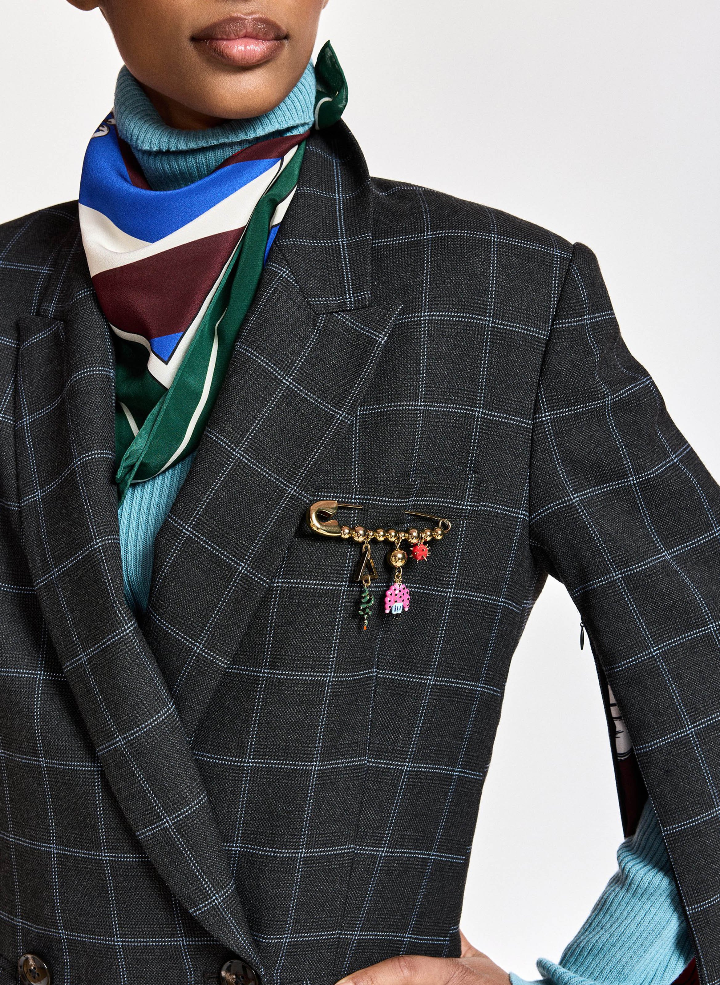 Oversized blazer with checkered lapel ESSENTIEL ANTWERP Grey