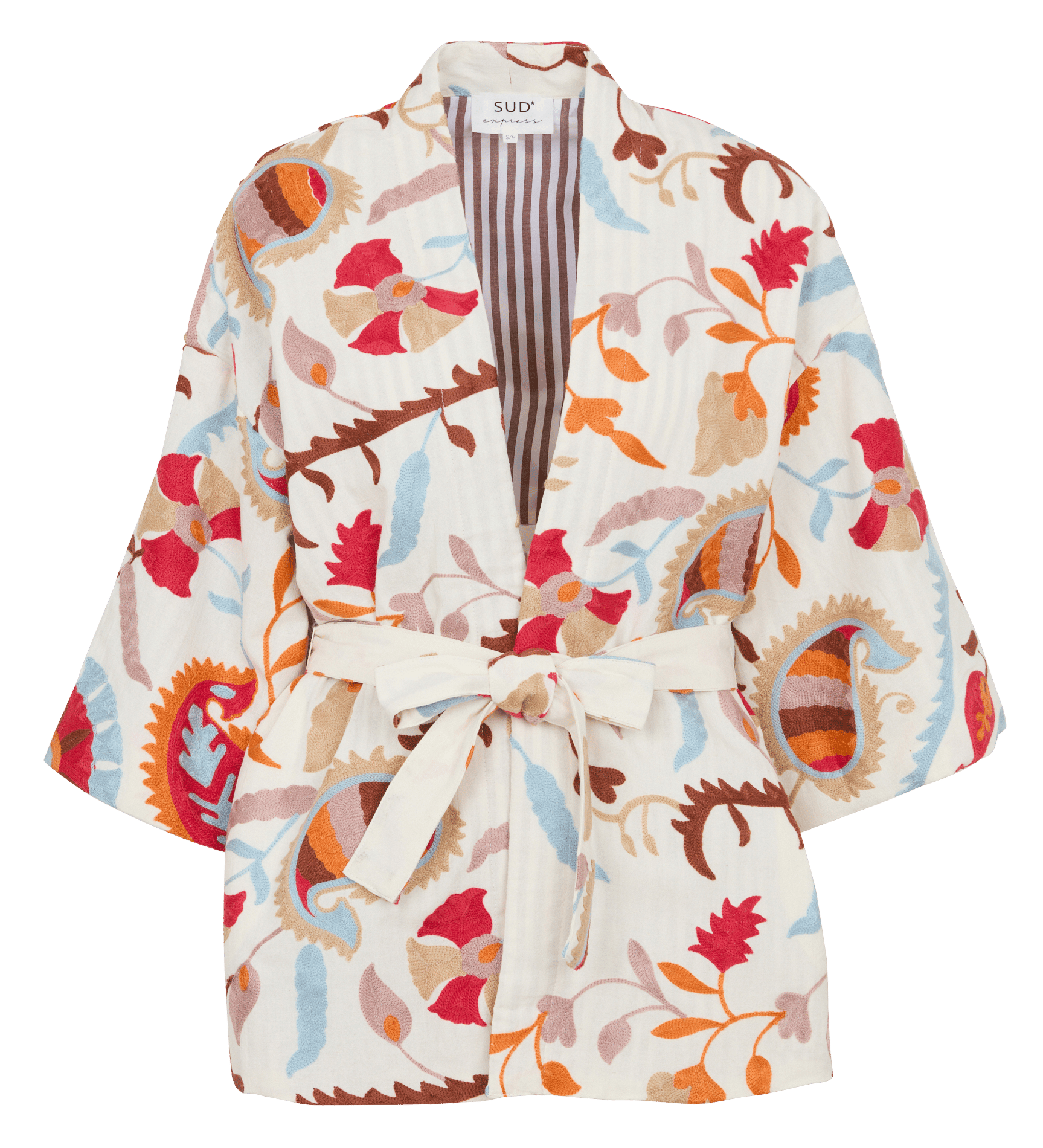 Kimono recht kort van katoen en linnen SUD EXPRESS Veelkleurig