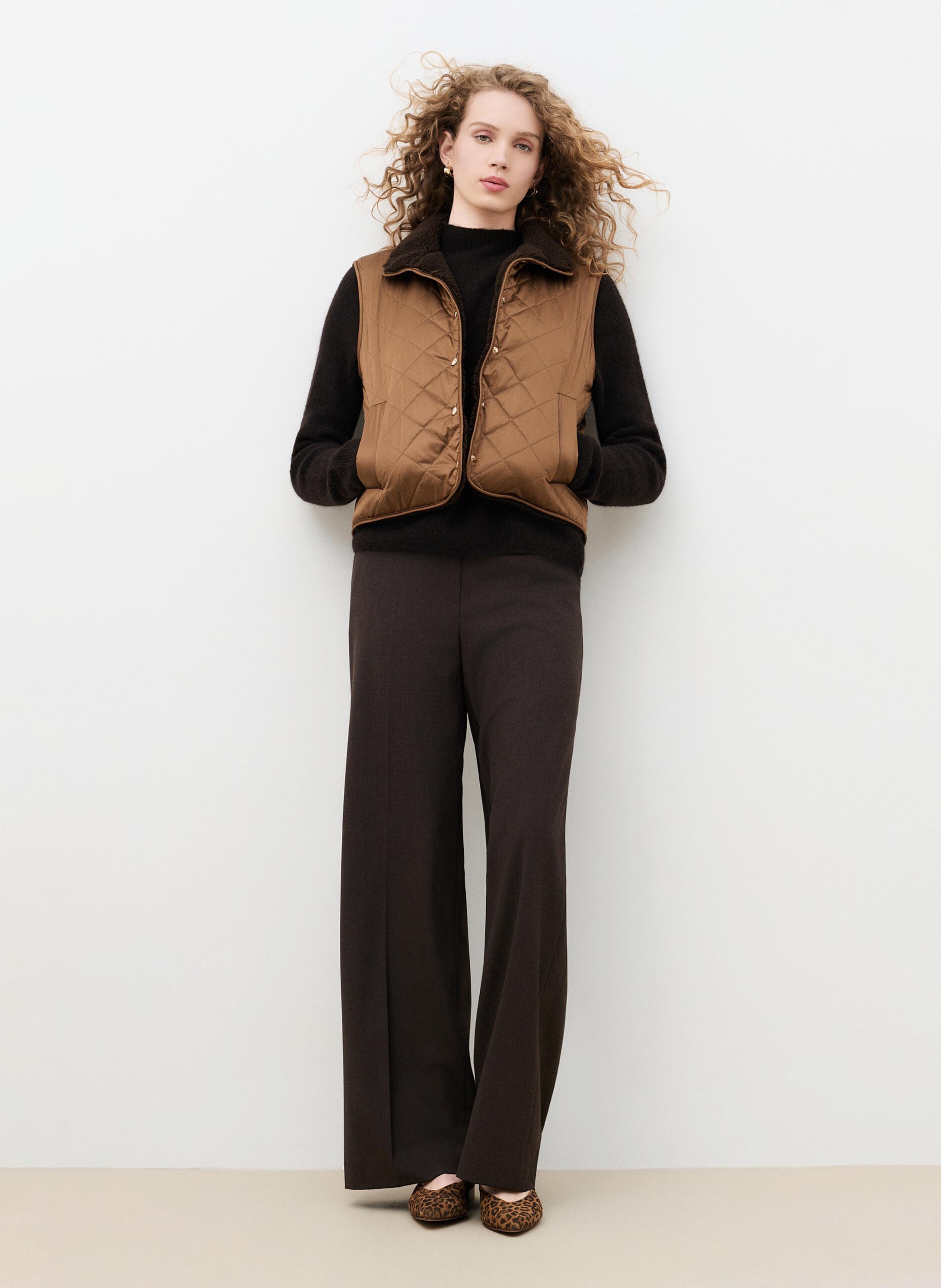 Manteau sans manches uni CAROLL Marron
