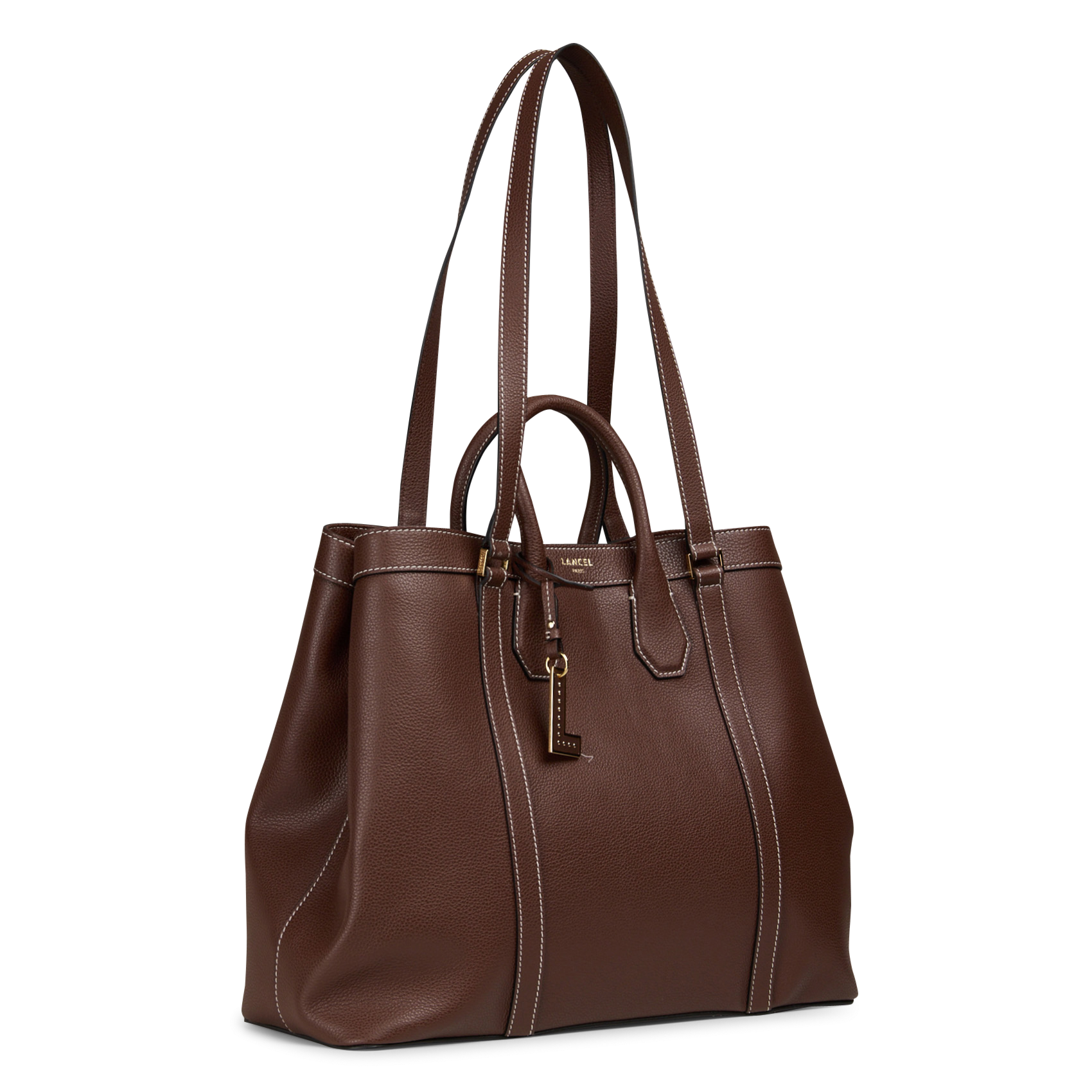 Einfarbige Shopper-Tasche aus genarbtem Leder | Braun LANCEL Damen