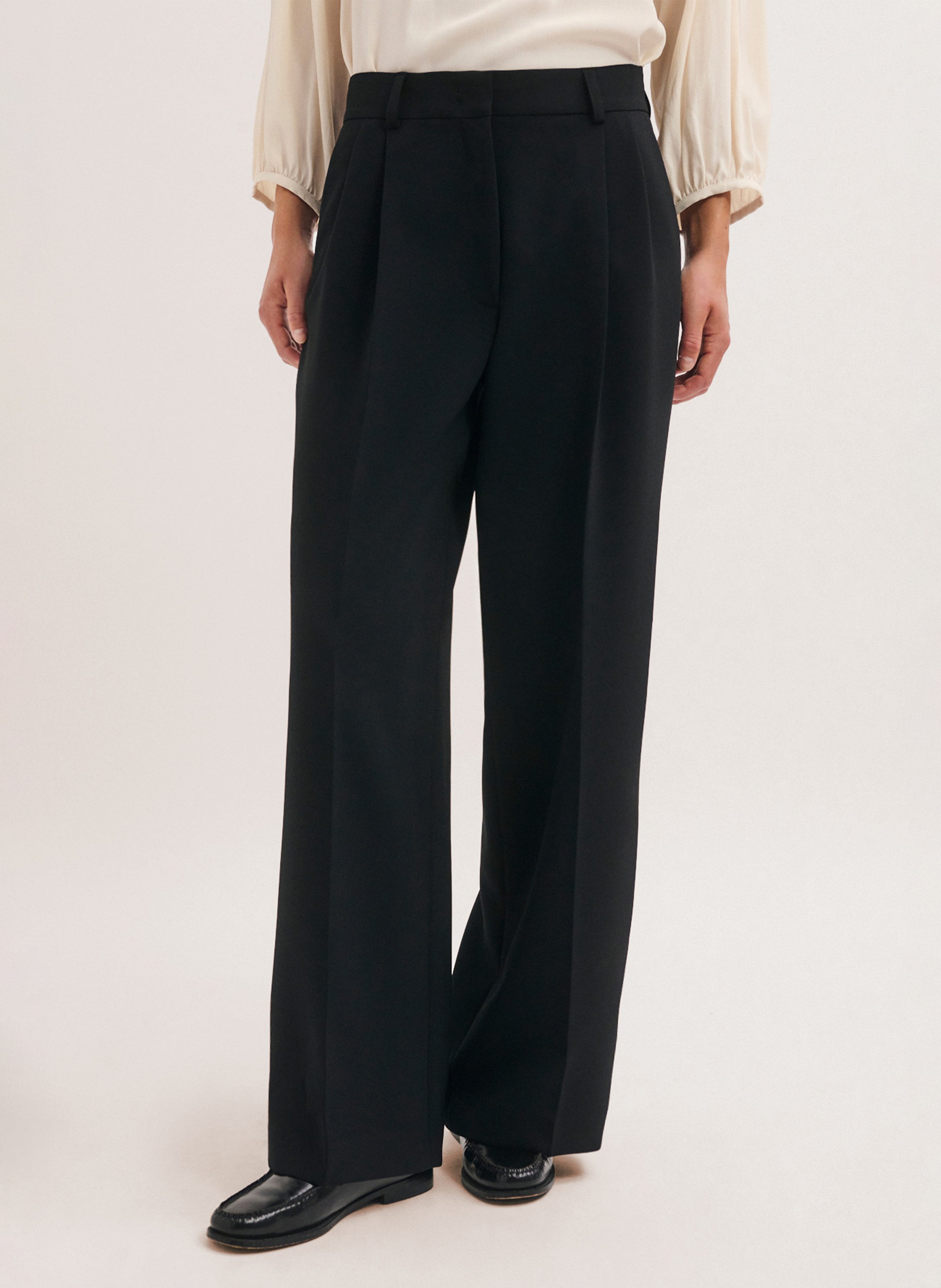 Wijde broek met hoge taille PABLO Zwart
