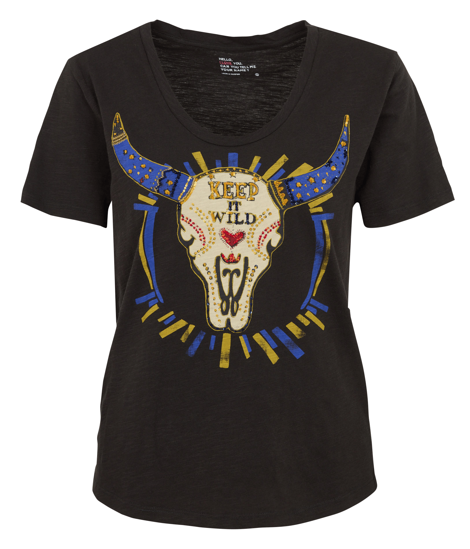 Tee-shirt à sequins en coton bio LEON & HARPER Gris