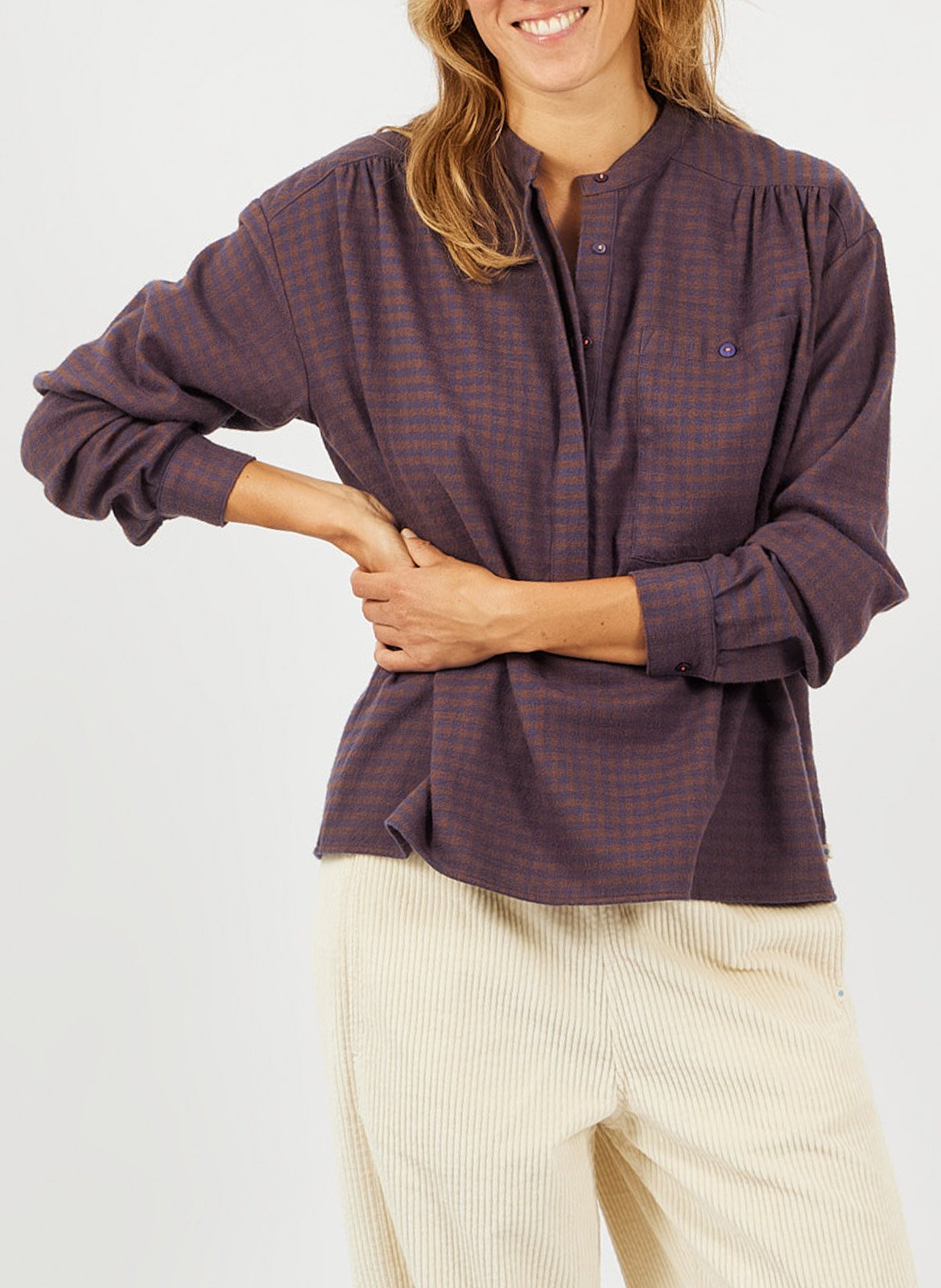 Blouse ample vichy en coton bio A.P Marron