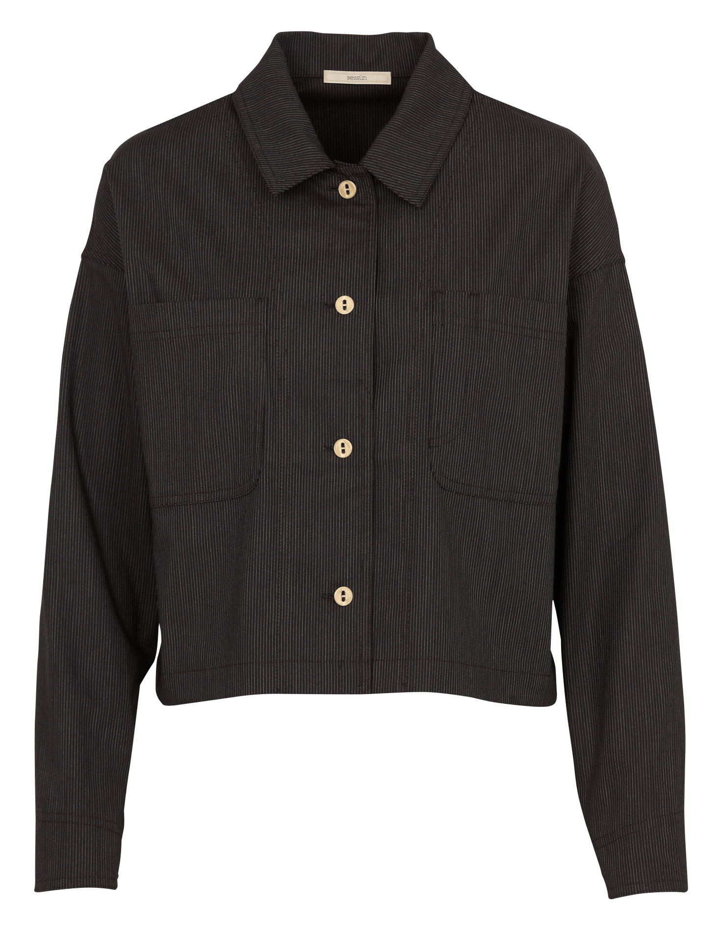Oversized cotton and linen-blend overshirt with classic collar SESSUN Brown