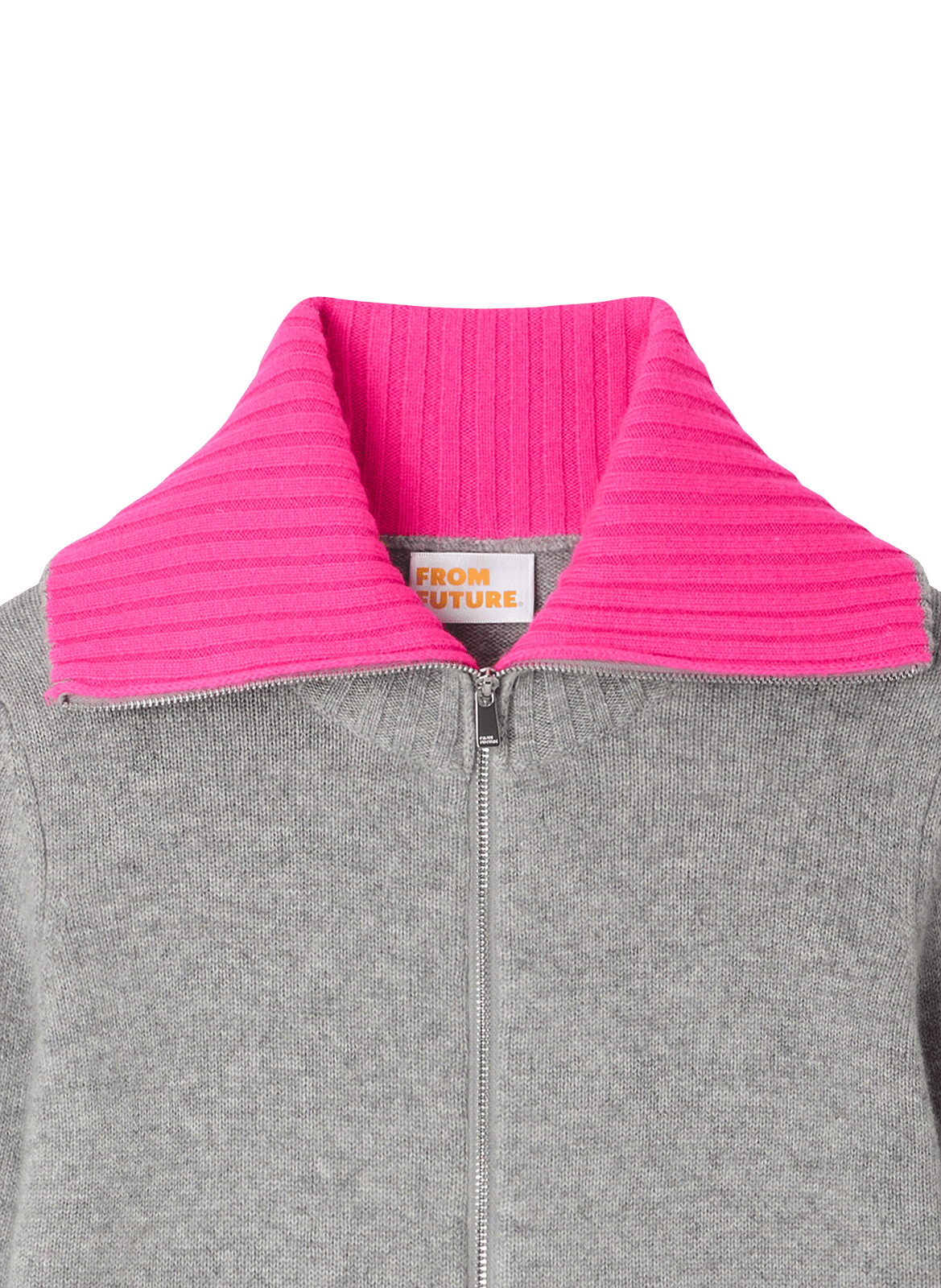 Gilet col montant zippé en cachemire FROM FUTURE Gris