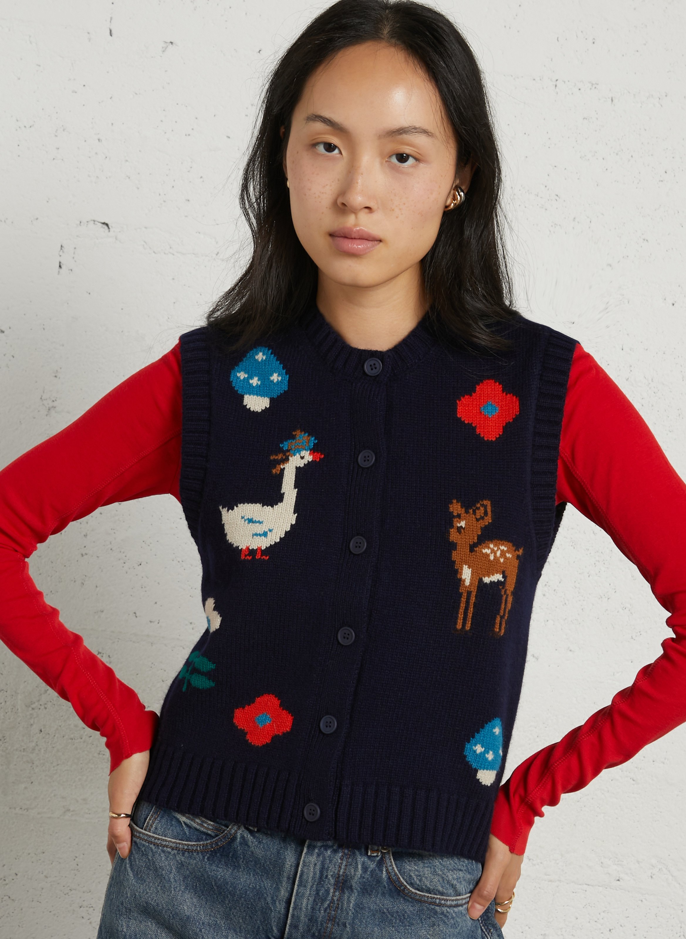 Wolljacke mit Rundhalskragen THE TINY BIG SISTER Blau