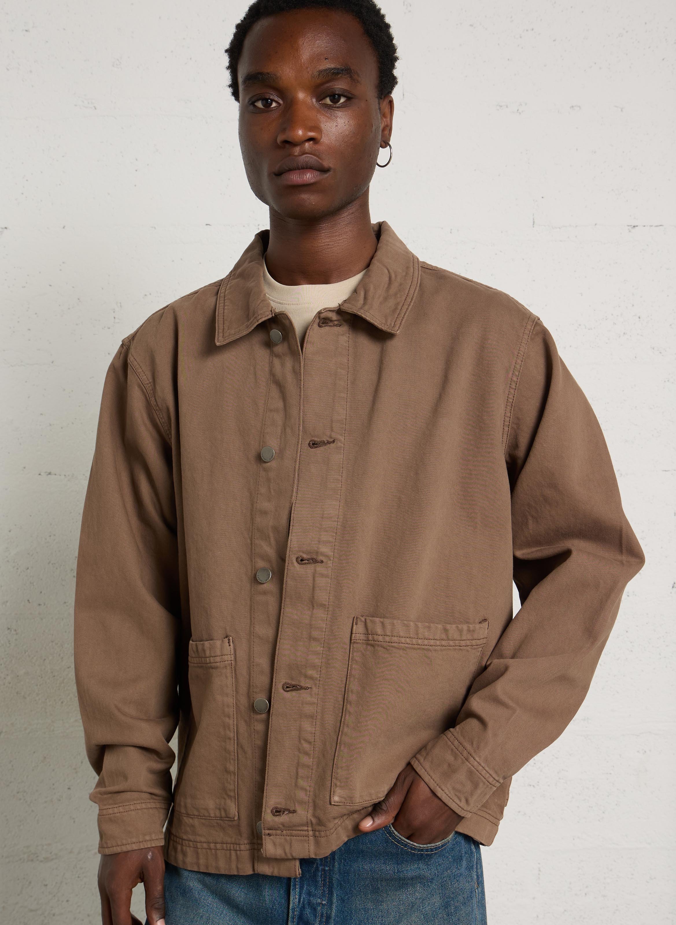 Veste droit denim en coton CASUAL FRIDAY Marron