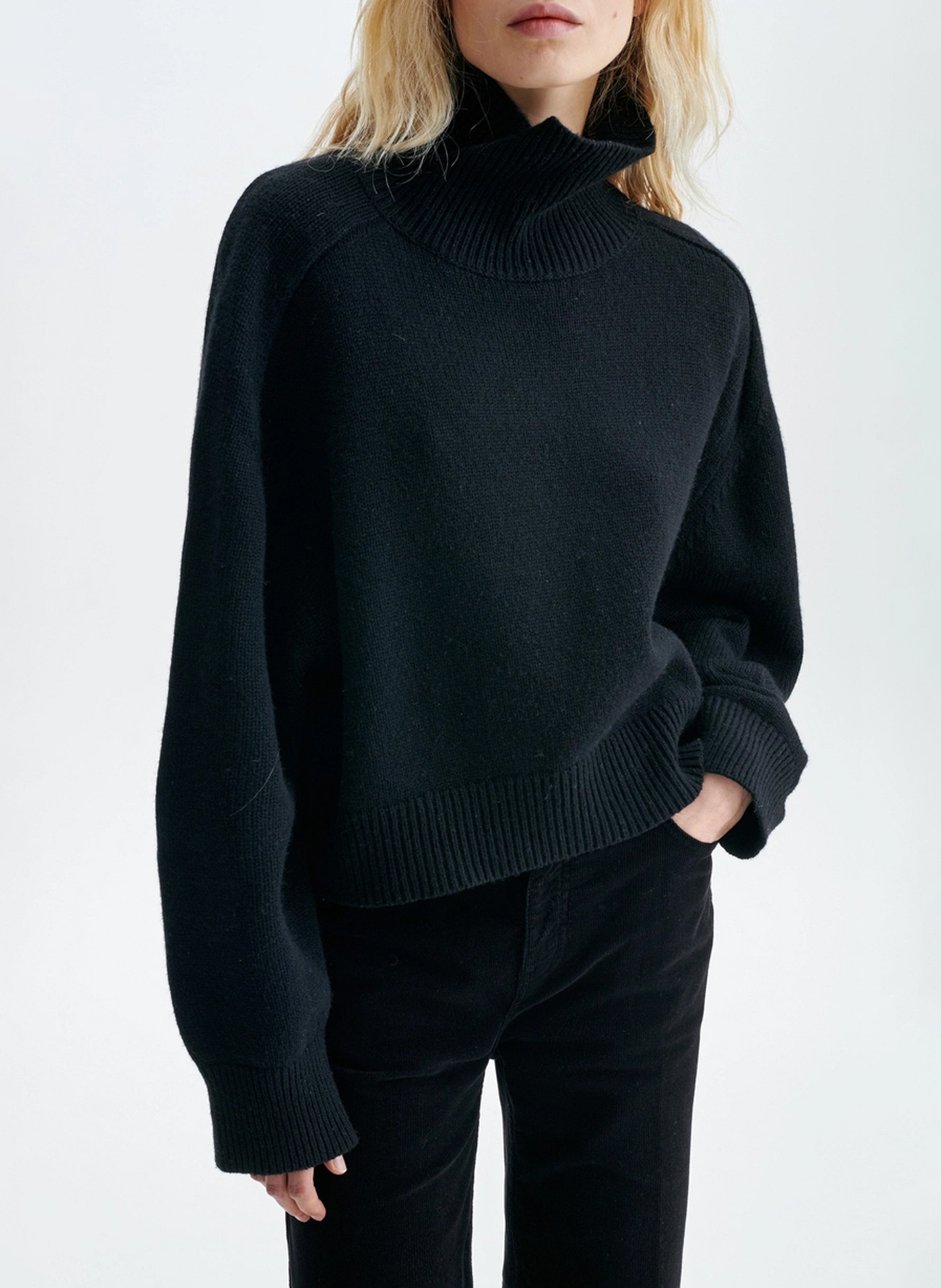 Cropped Rollkragenpullover aus Wolle und Yak-Wolle VANESSA BRUNO Schwarz