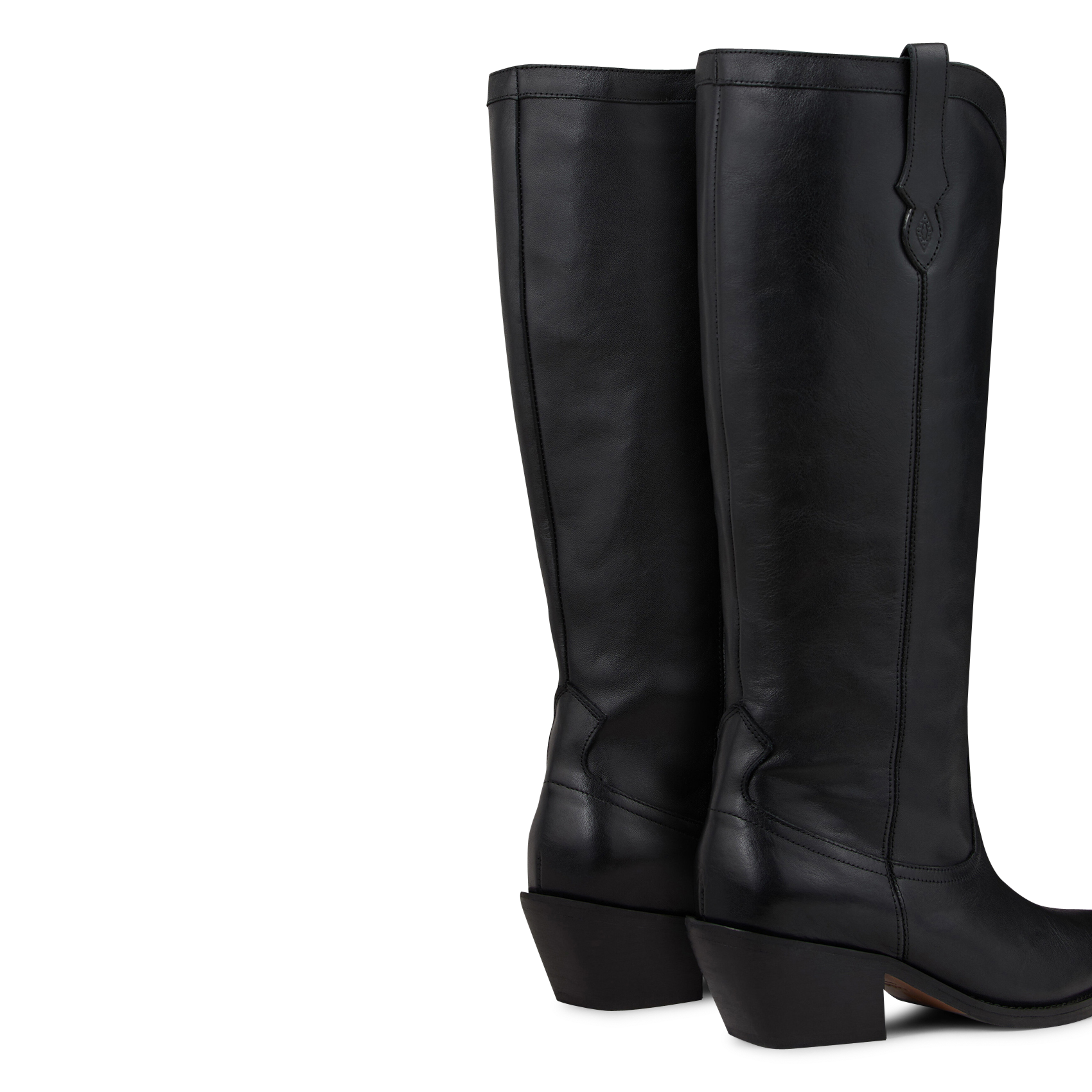 Einfarbige Stiefeletten aus Leder mit mittelhohem Schaft BA&SH Schwarz