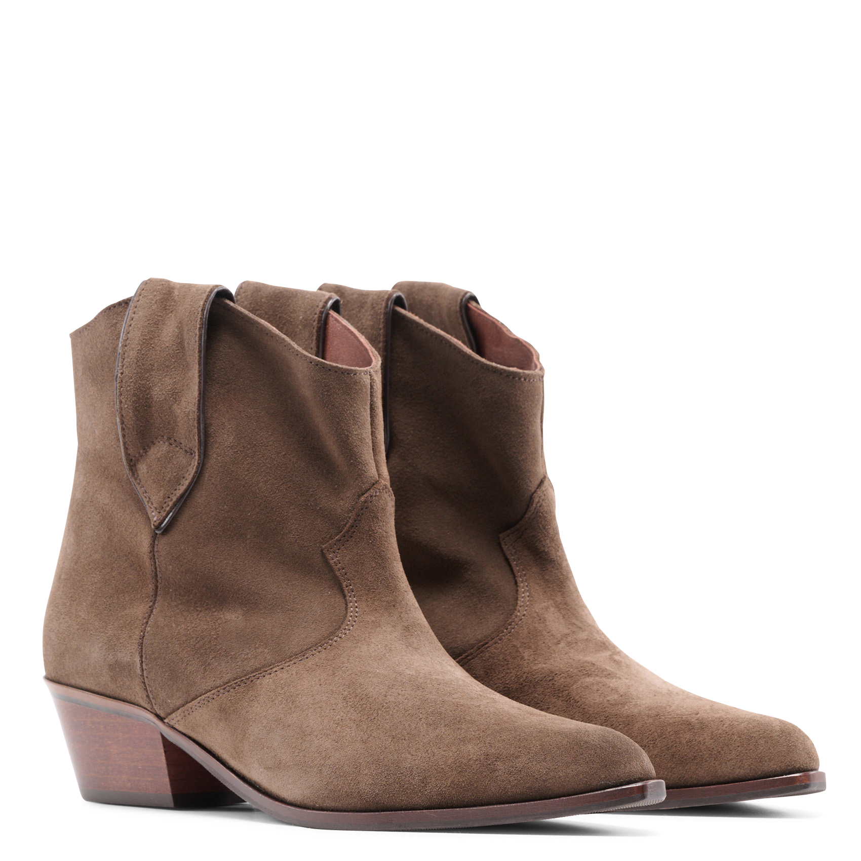 Suede leather western ankle boots ANONYMOUS COPENHAGEN Brown