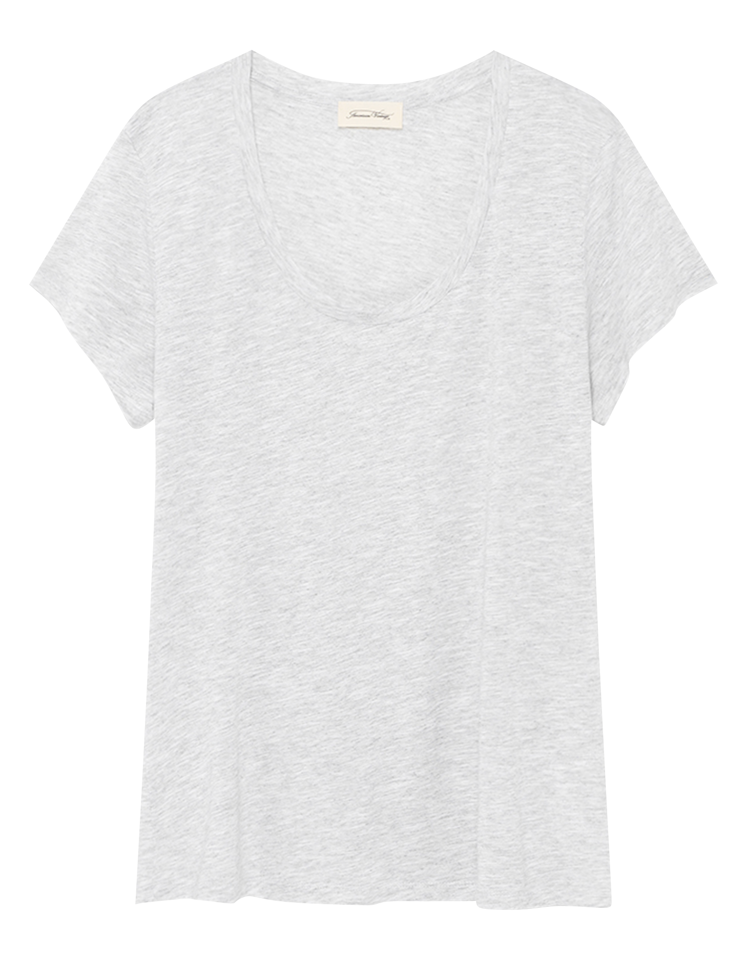 Round-neck cotton-blend T-shirt Grey