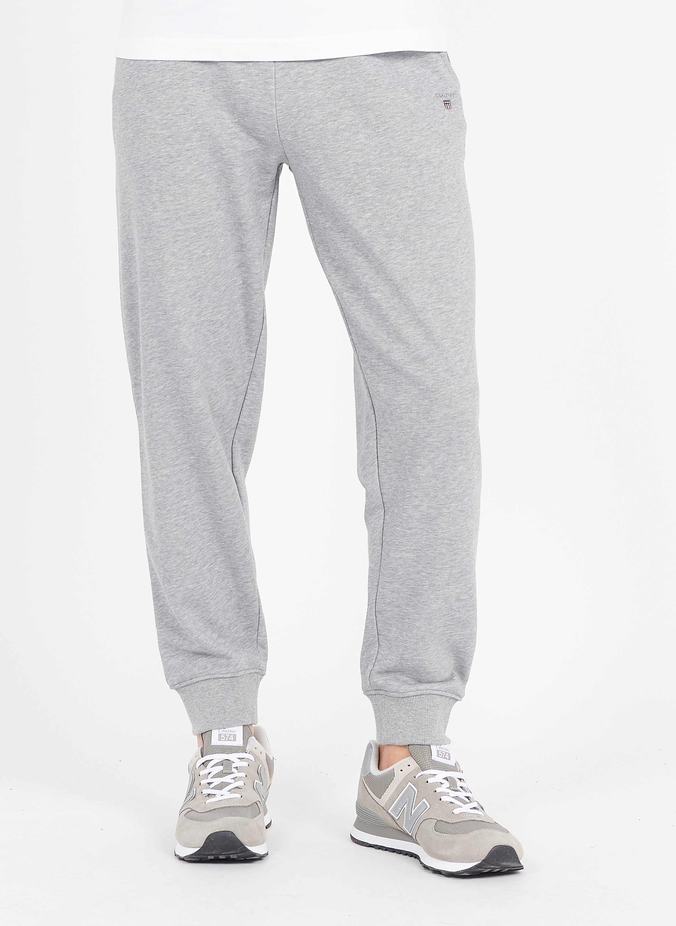 Straight embroidered cotton-blend joggers GANT Grey