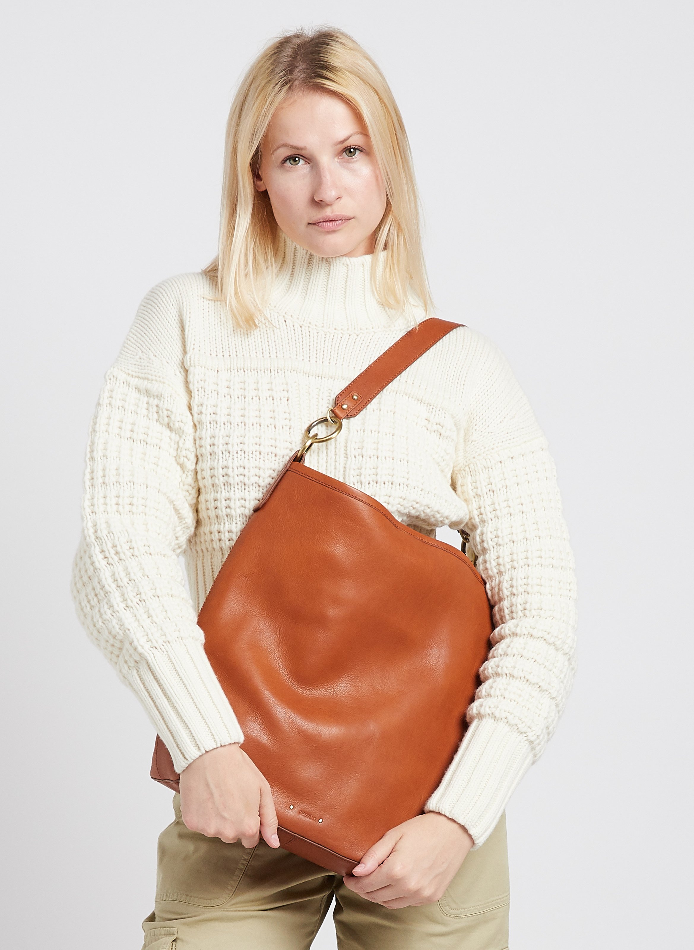 Sac Seau Large En Cuir Leo Fox Leather Sessun Femme Place des