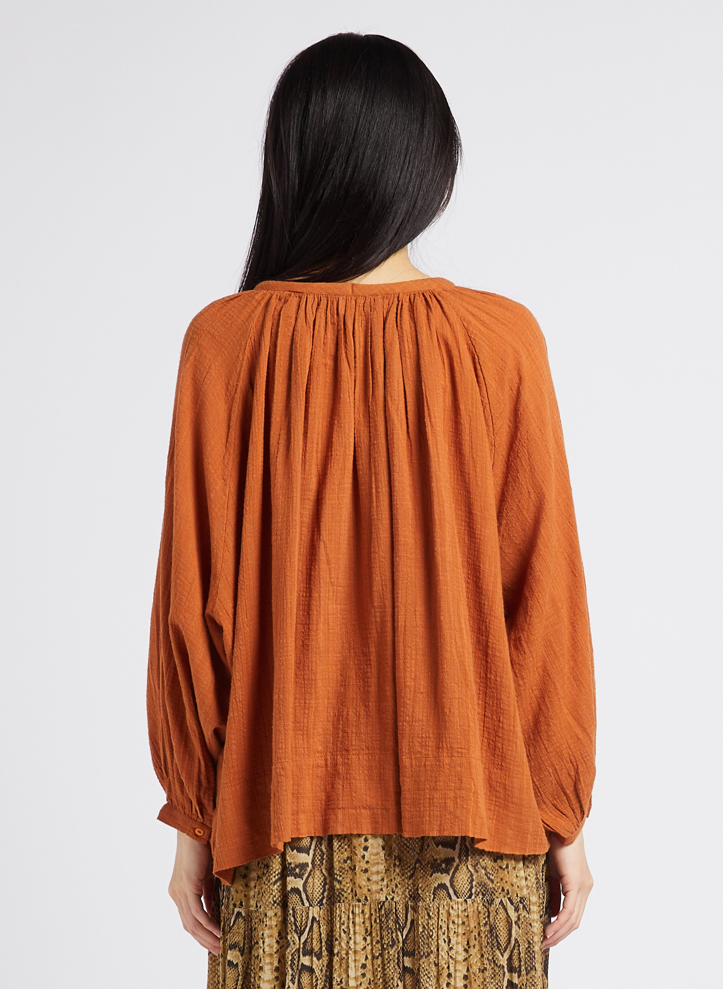 Loose-fit textured blouse SWILDENS Orange