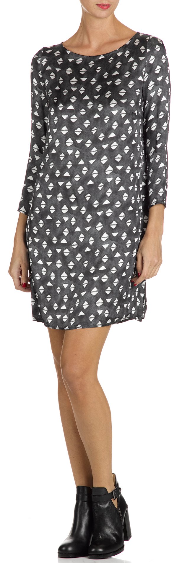 Printed straight dress ATTIC AND BARN Black