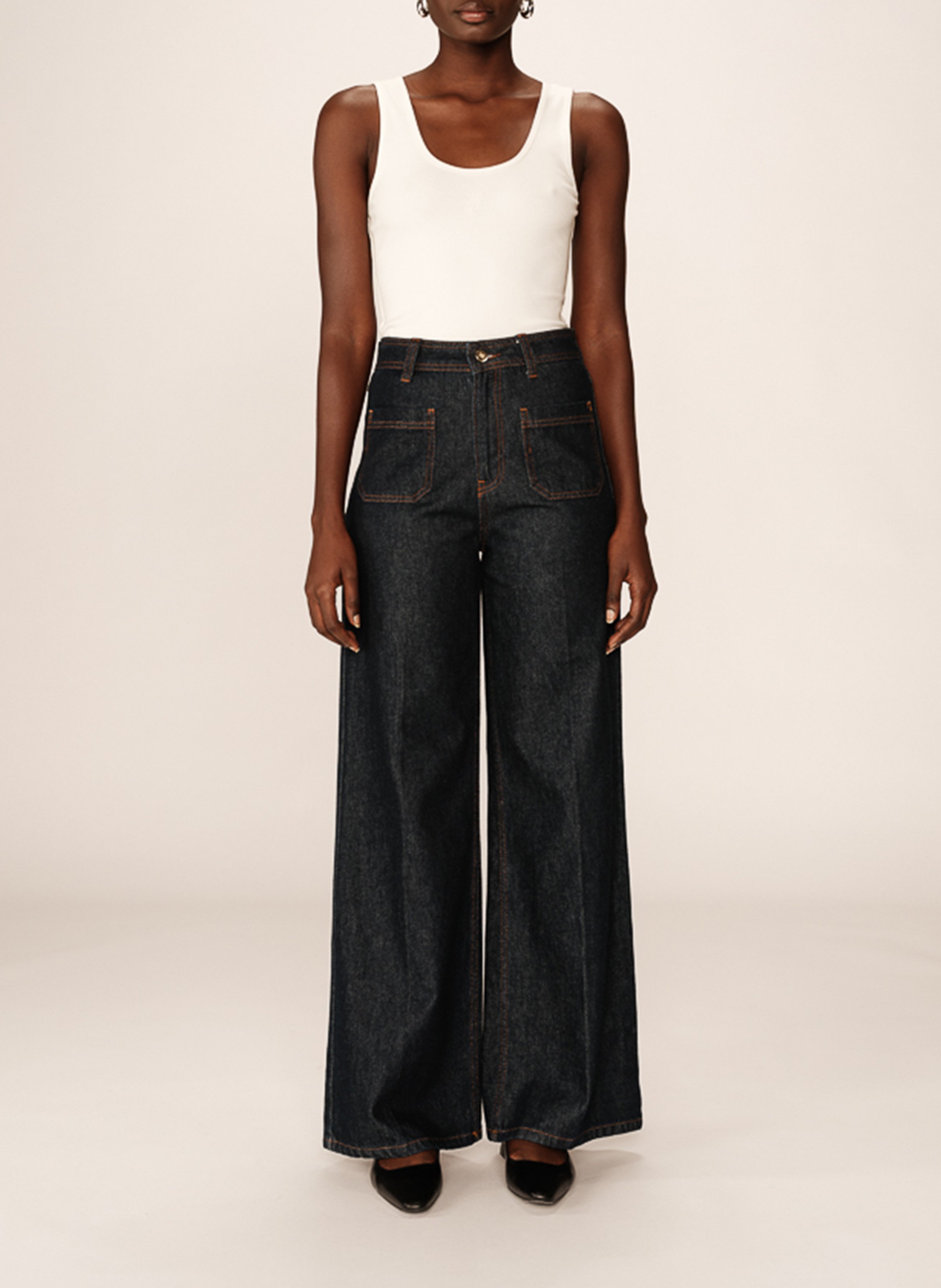 Rechte broek met wijde pijpen GRACE ET MILA Blauw