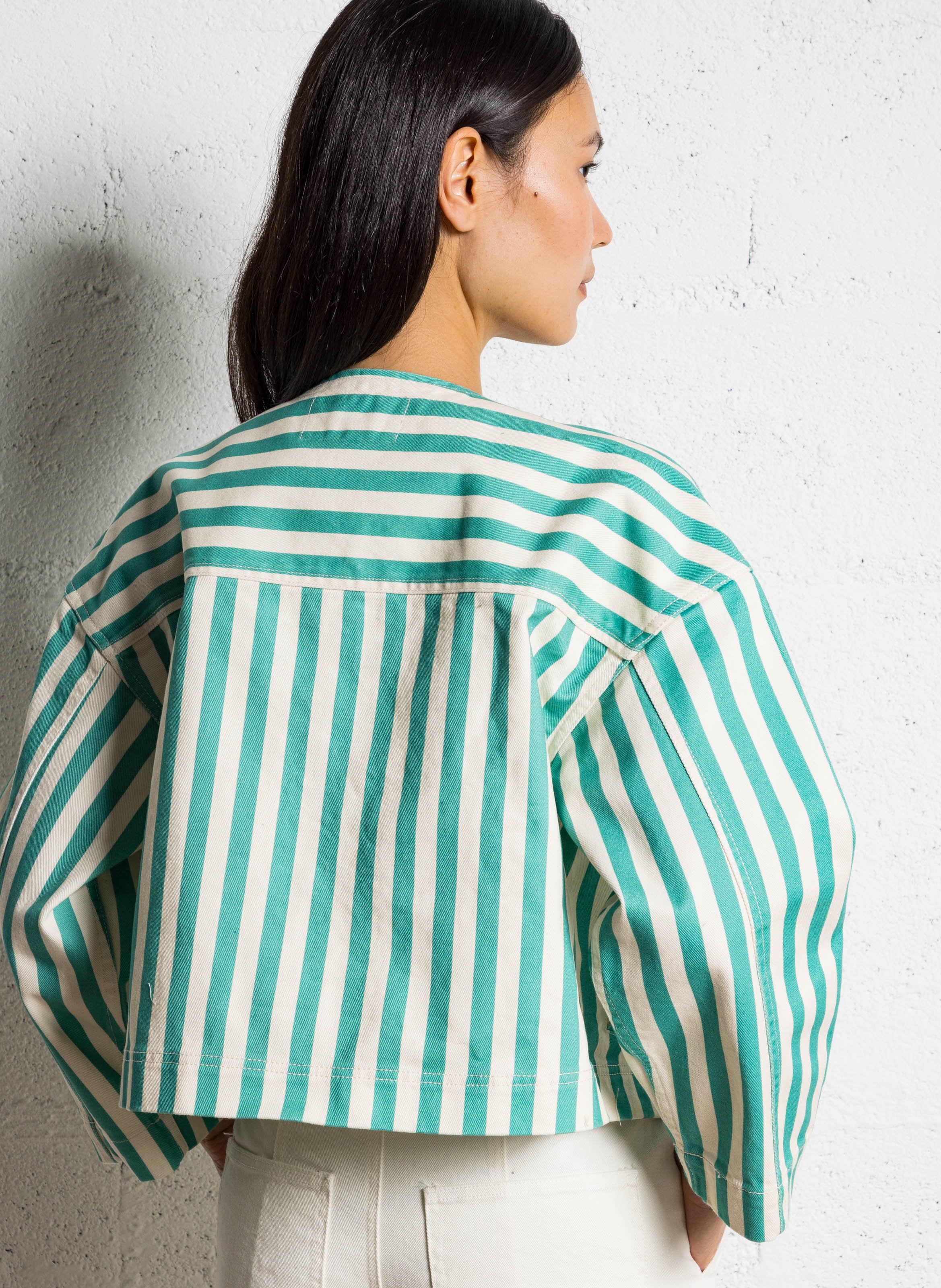 Veste oversize col rond en coton THE TINY BIG SISTER Vert