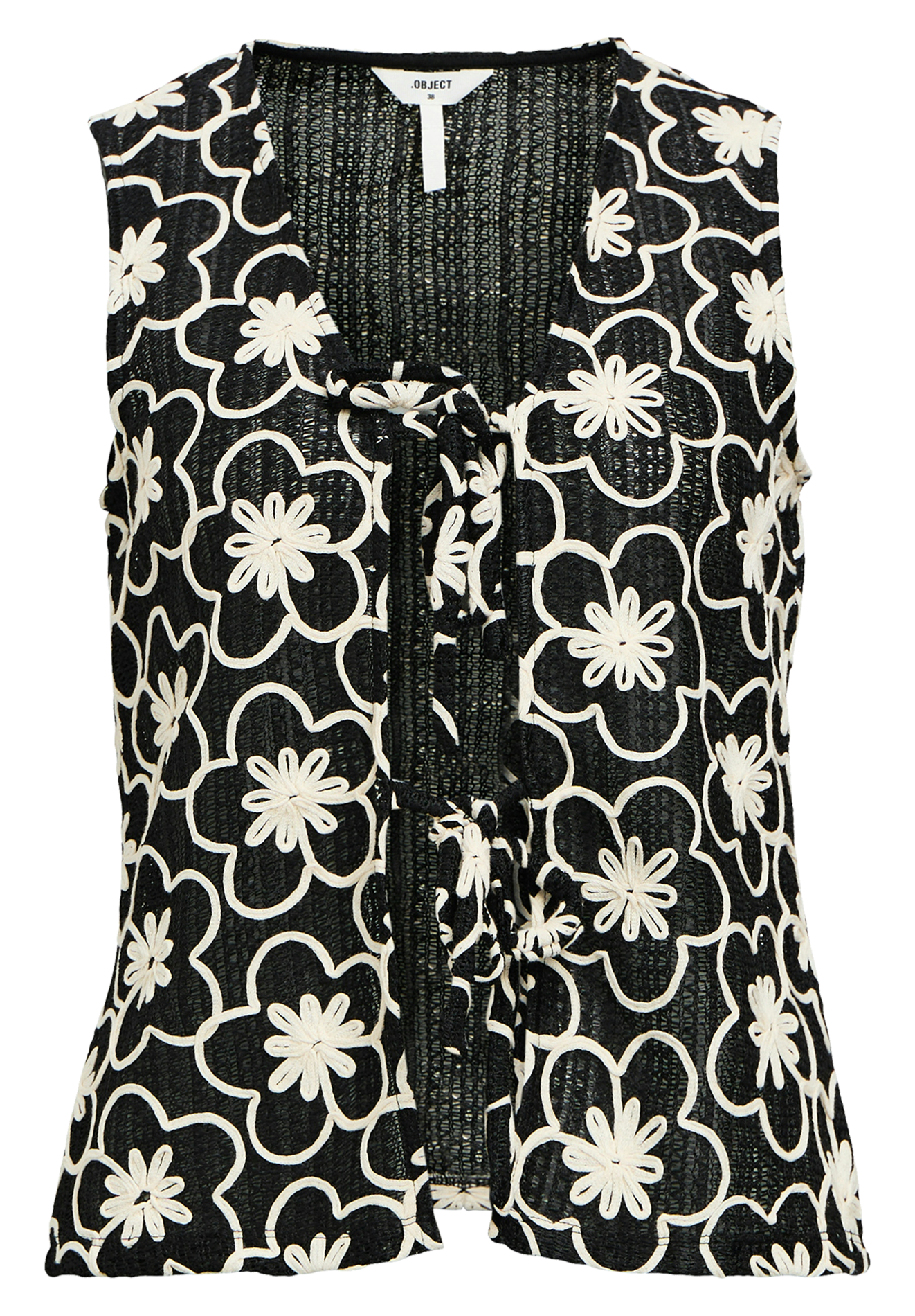 Embroidered crop top OBJECT Black