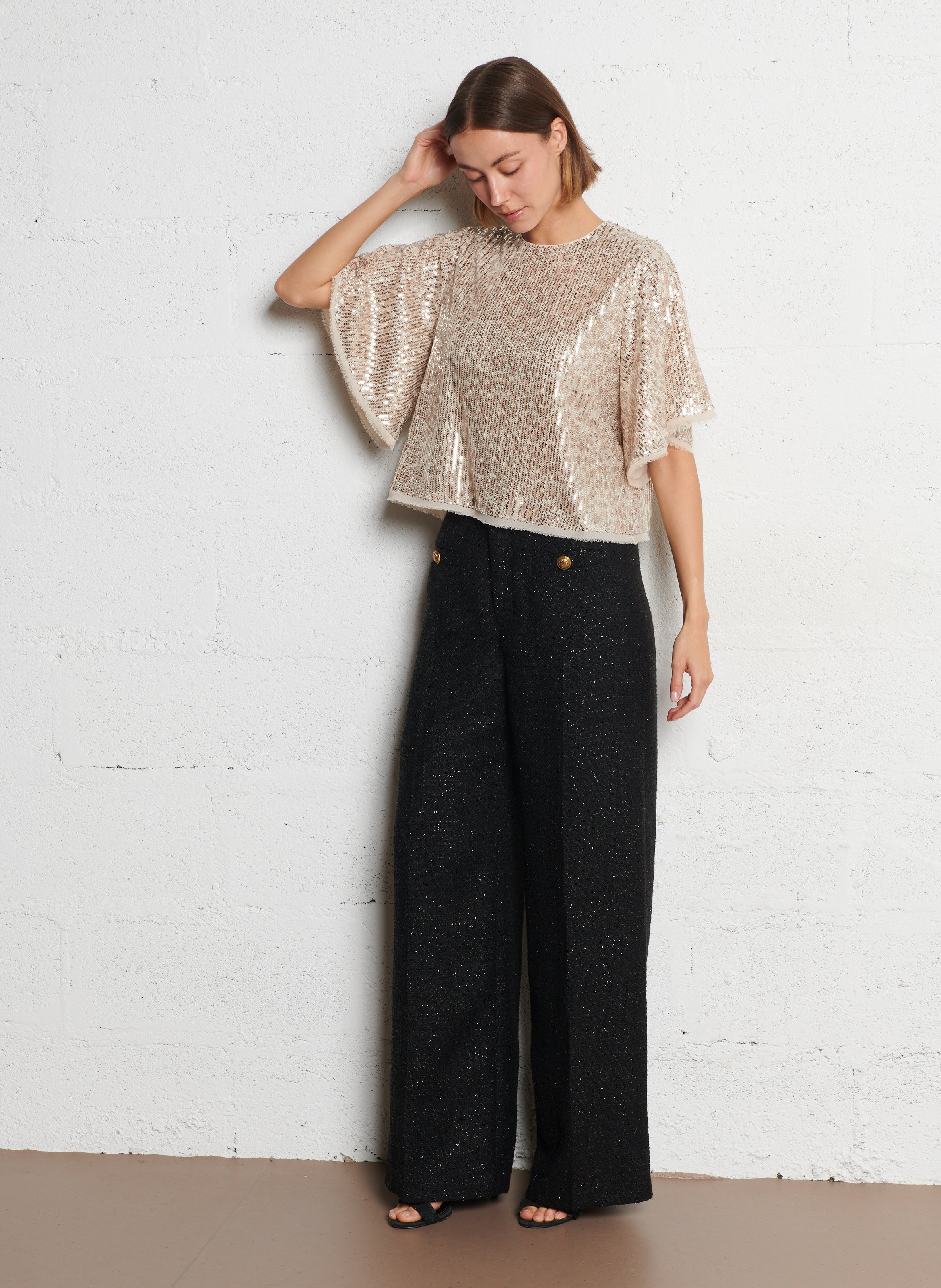 Embroidered organdie top  IKKS Beige