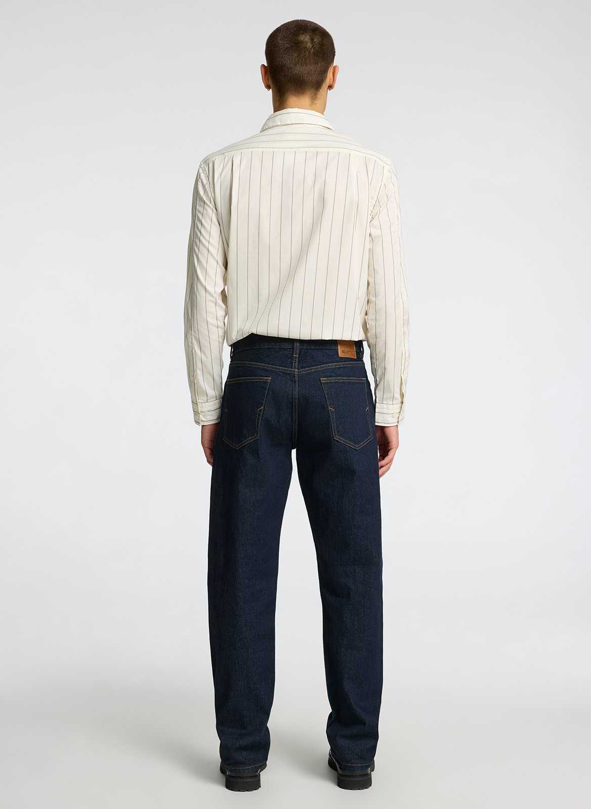 Straight organic cotton-blend jeans SELECTED Blue
