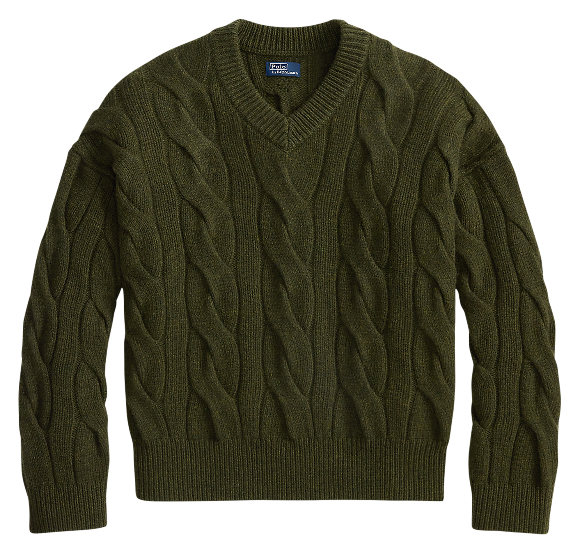 Pull droit col V en laine et cachemire mélangé POLO RALPH LAUREN Vert