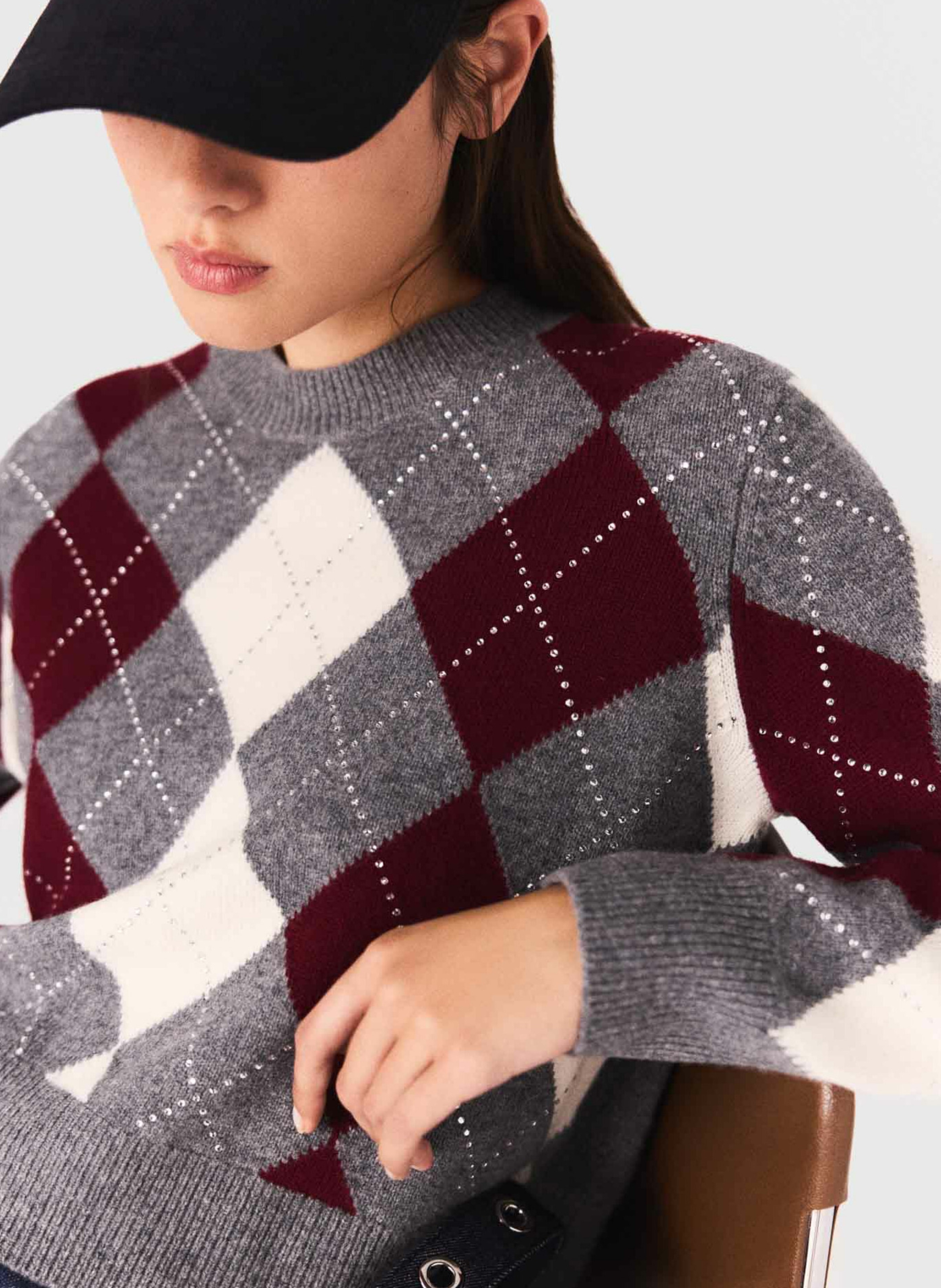 Pull col rond en laine MAJE Gris