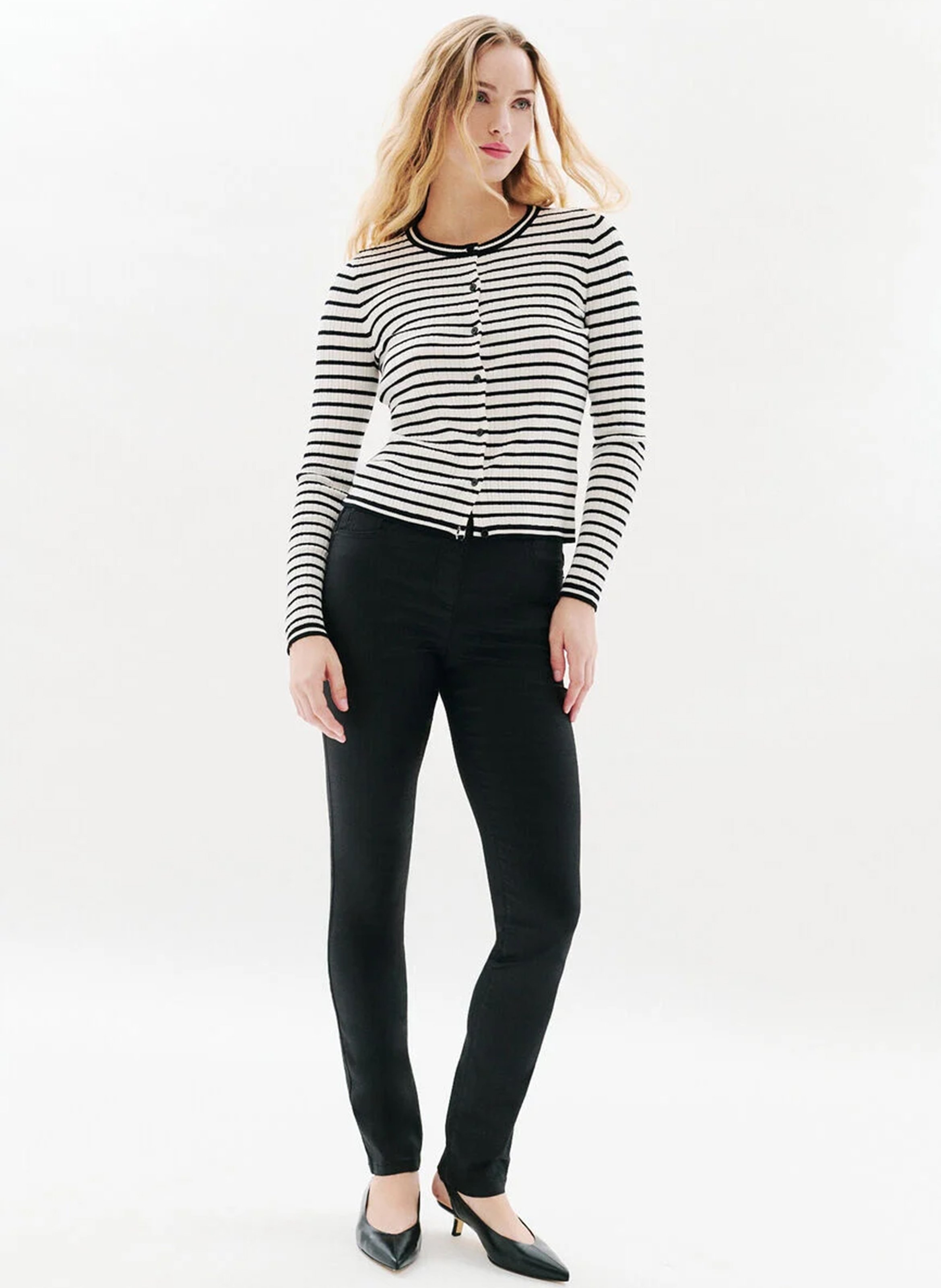 Striped round-neck sweater CAROLL Black