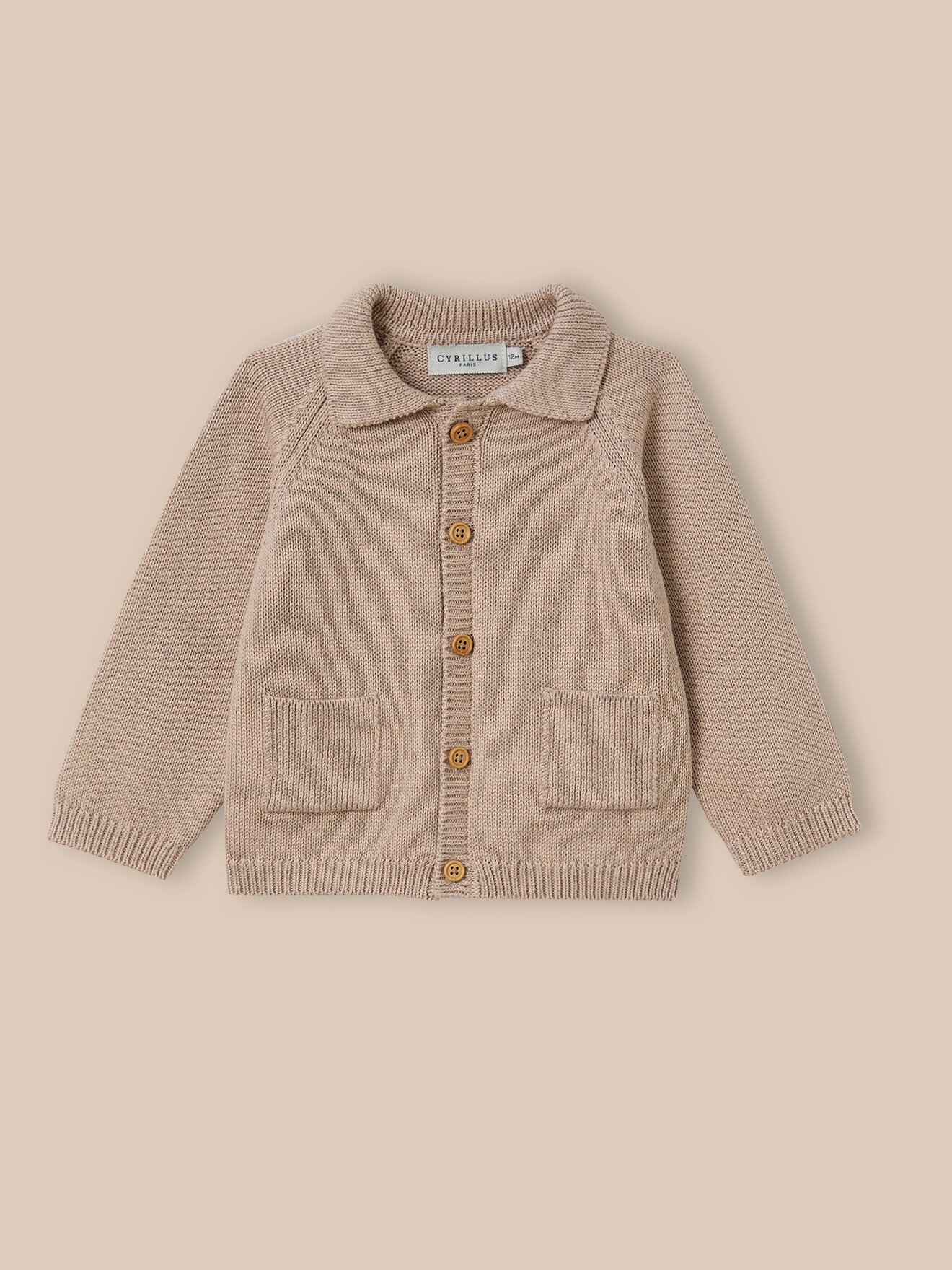 Cardigan with polo shirt collar CYRILLUS Beige
