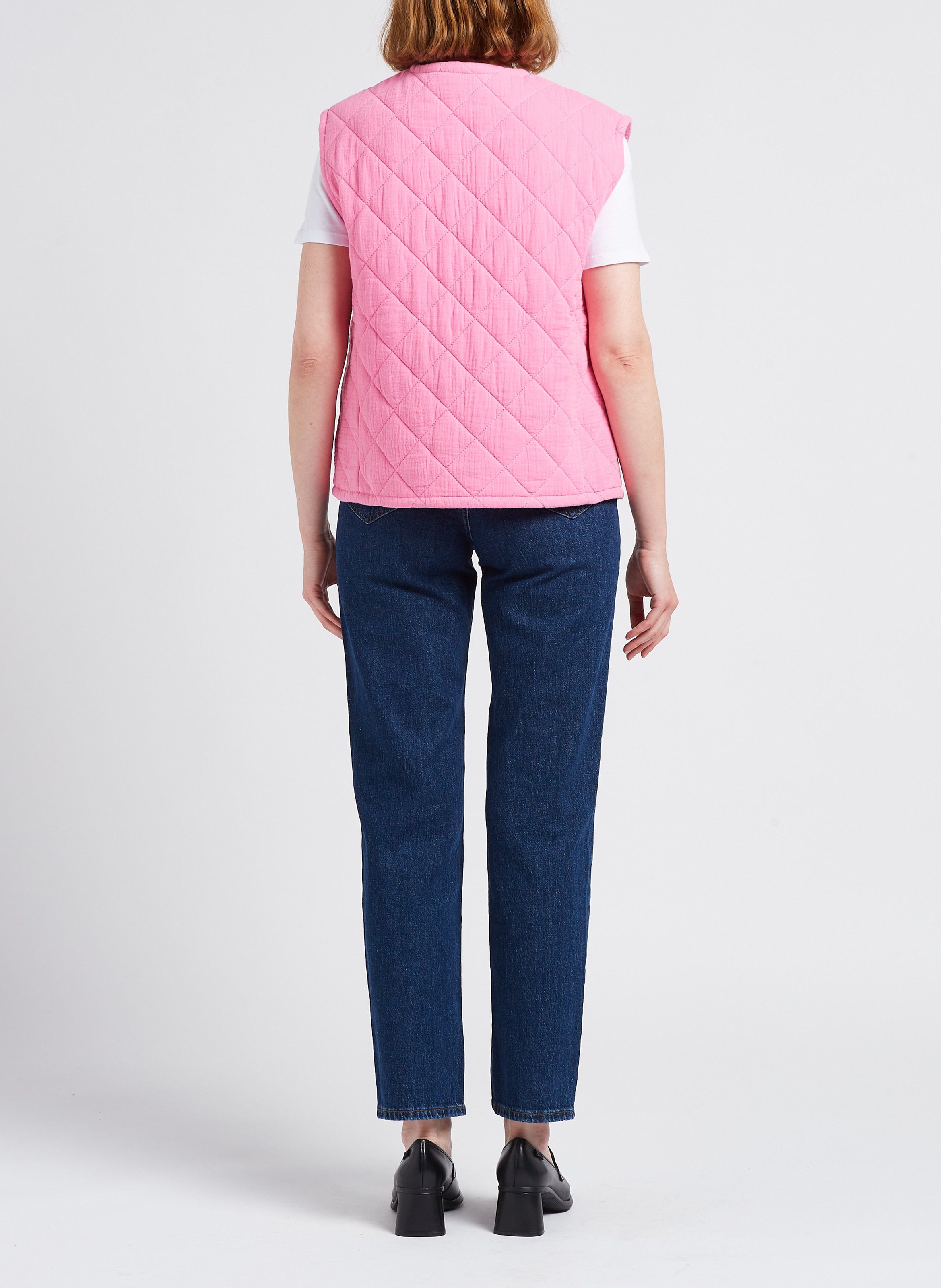 Jean droit à taille haute en coton délavé  VILA Bleu